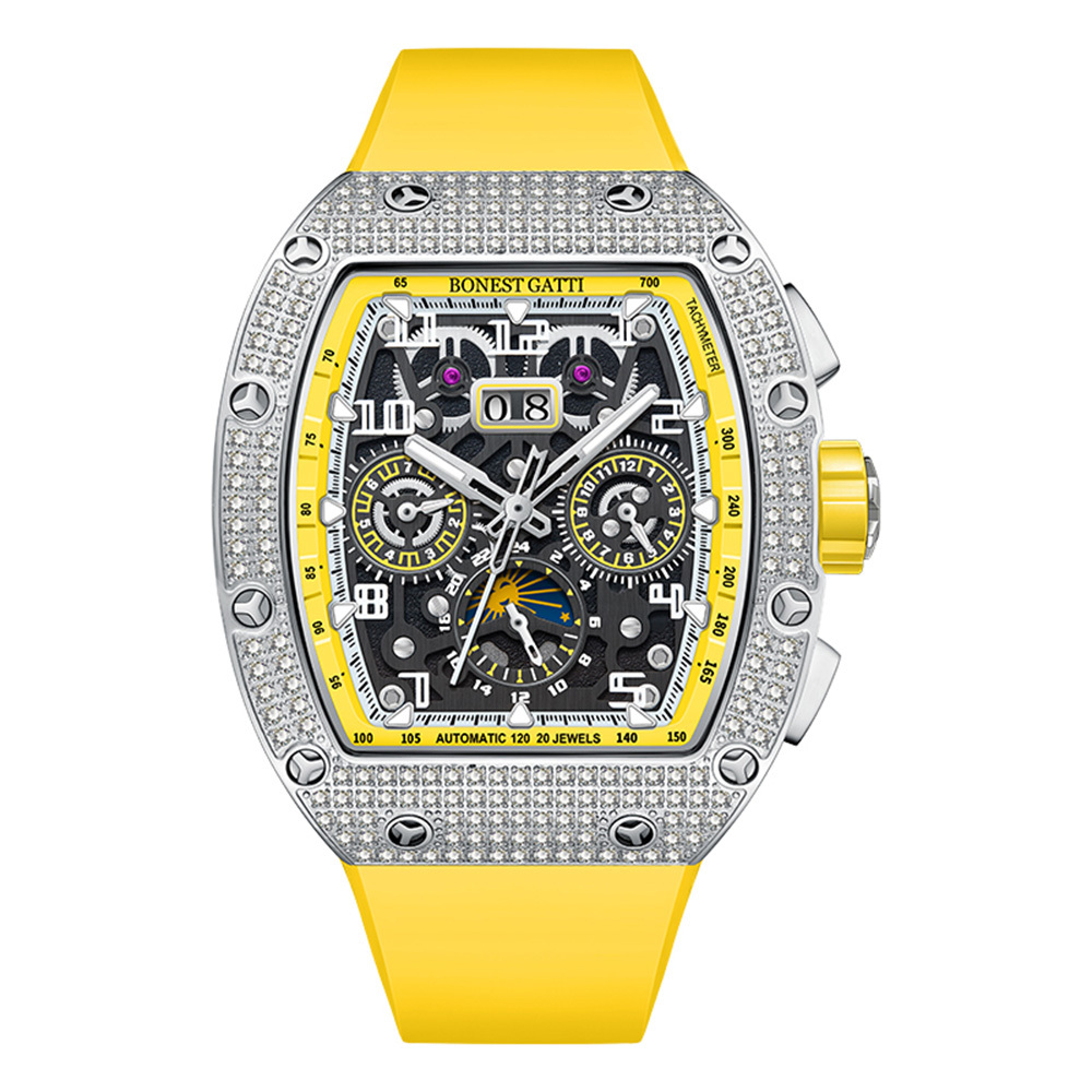 【Bonest Gatti 布加迪】疾速系列 BG5004* 酒桶 三眼 日月星辰 鏤空 夜光 機械錶