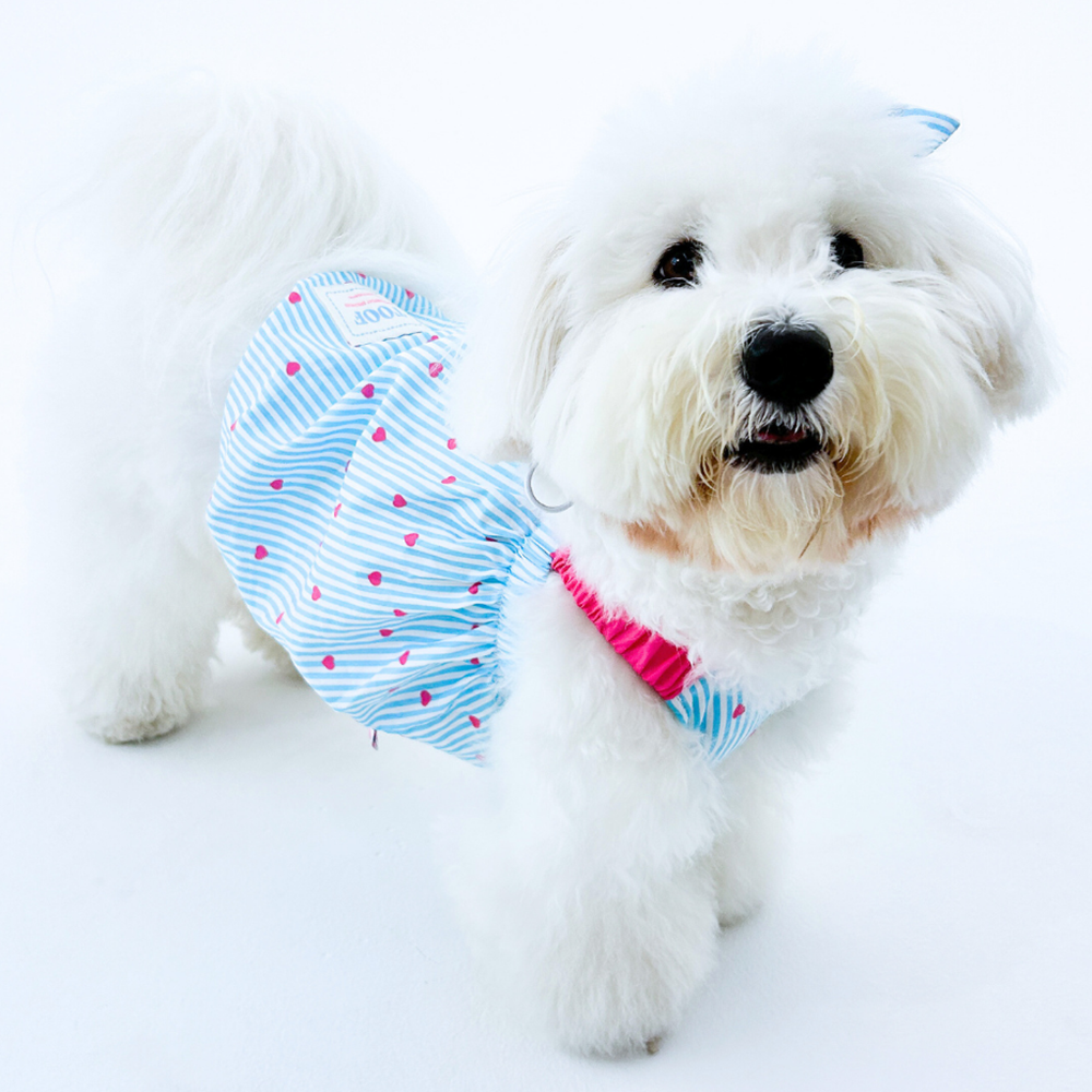 TOOF｜泡泡吊帶背心 藍條紋愛心