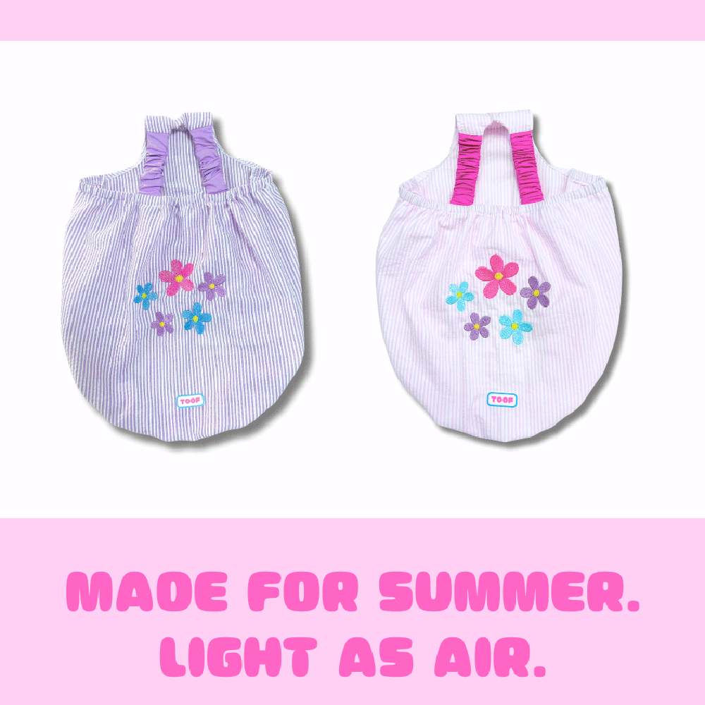 TOOF｜泡泡吊帶背心 粉色刺繡小花