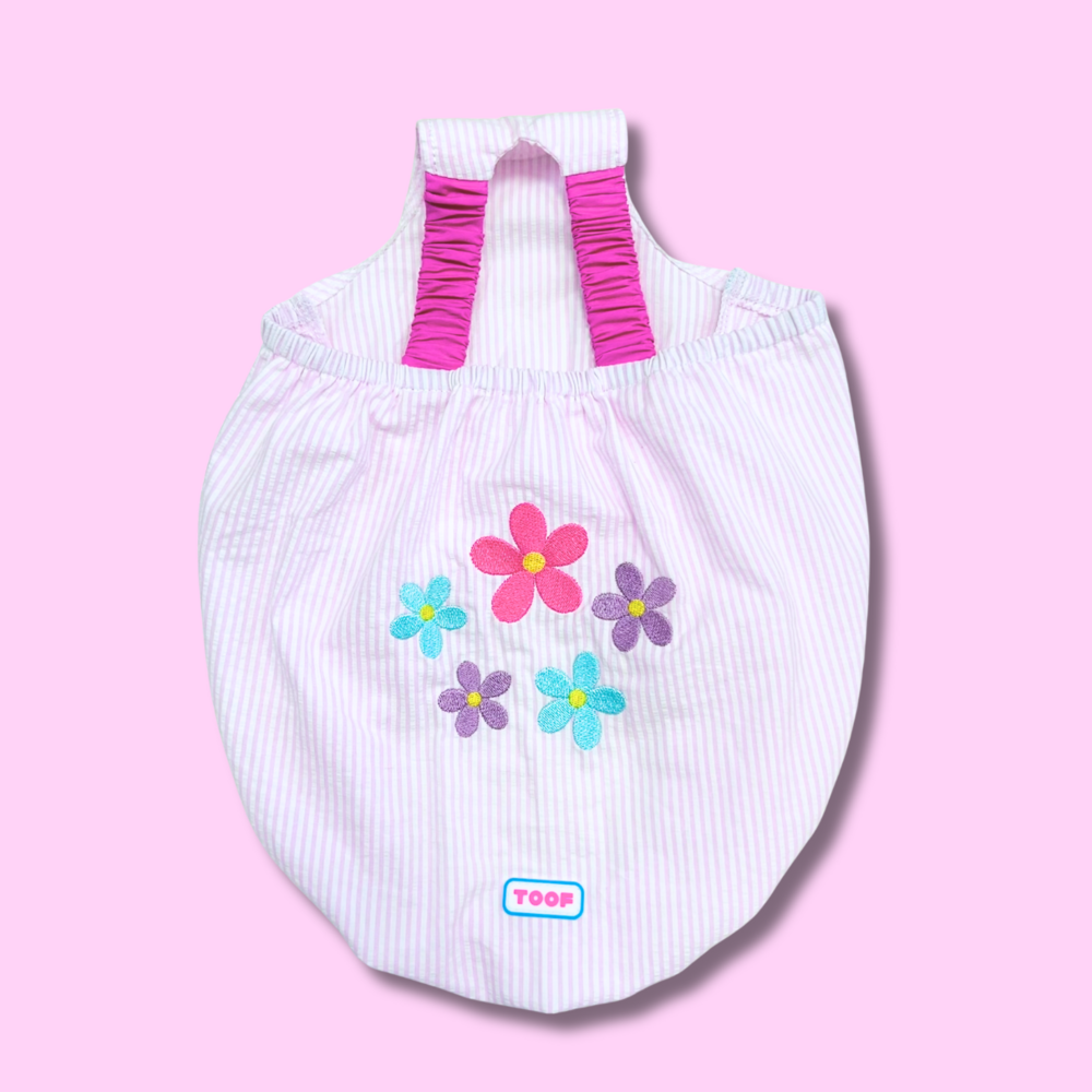 TOOF｜泡泡吊帶背心 粉色刺繡小花