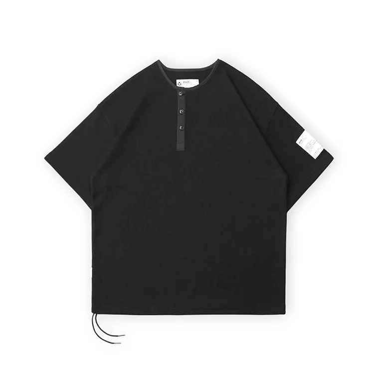 B-SIDE WAFFLE HENLEY NECK WIDE TEE