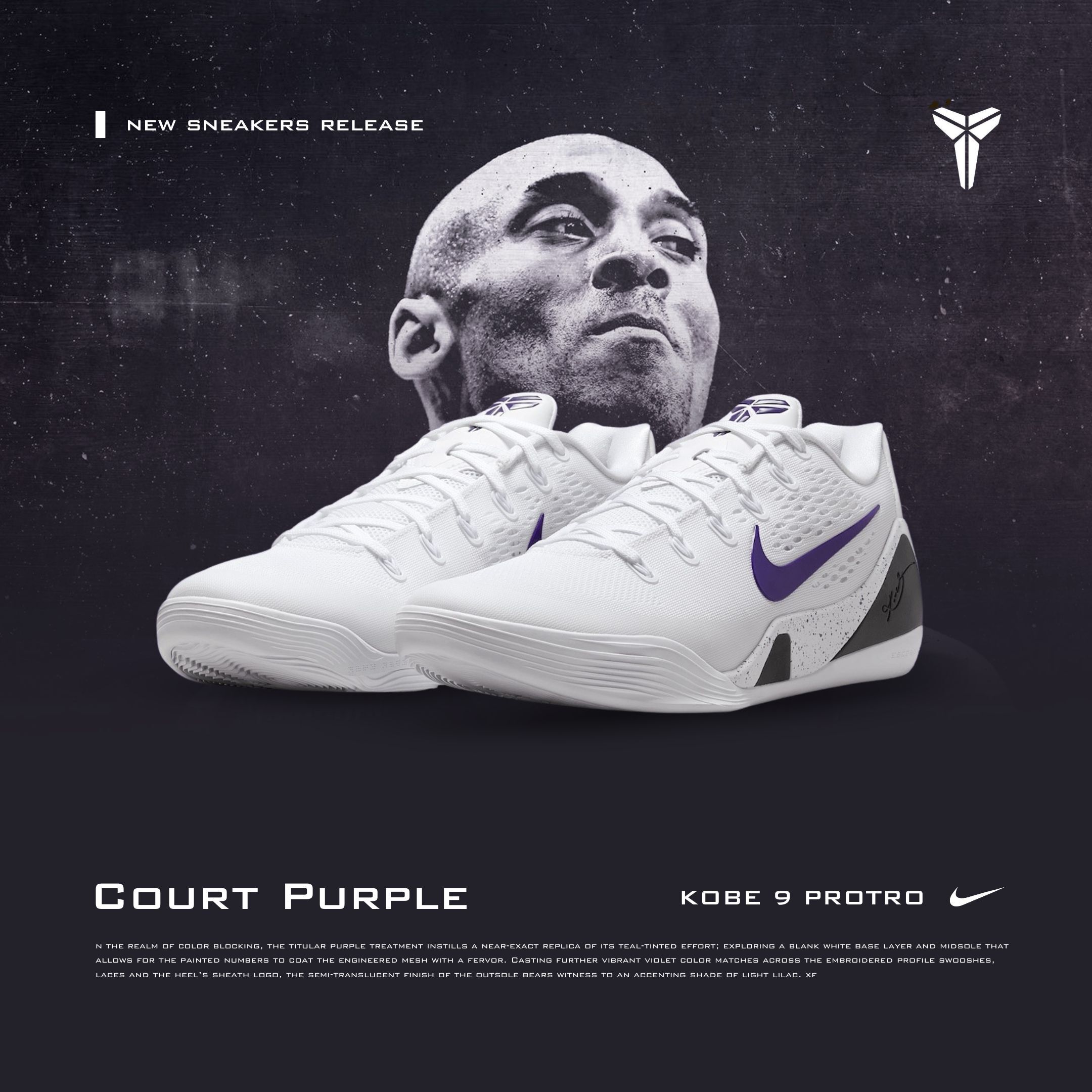NICEDAY 代購 Nike Kobe 9 EM Protro White Purple 白紫 紫 湖人 科比 籃球鞋 實戰 IH1401-100