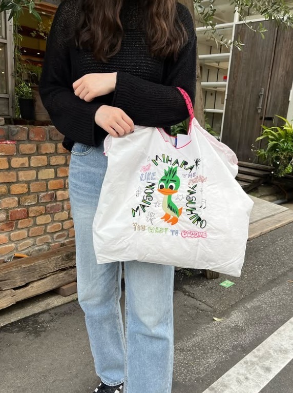 Ball＆Chain 刺繡環保購物袋 L號 - 白 (30710104)