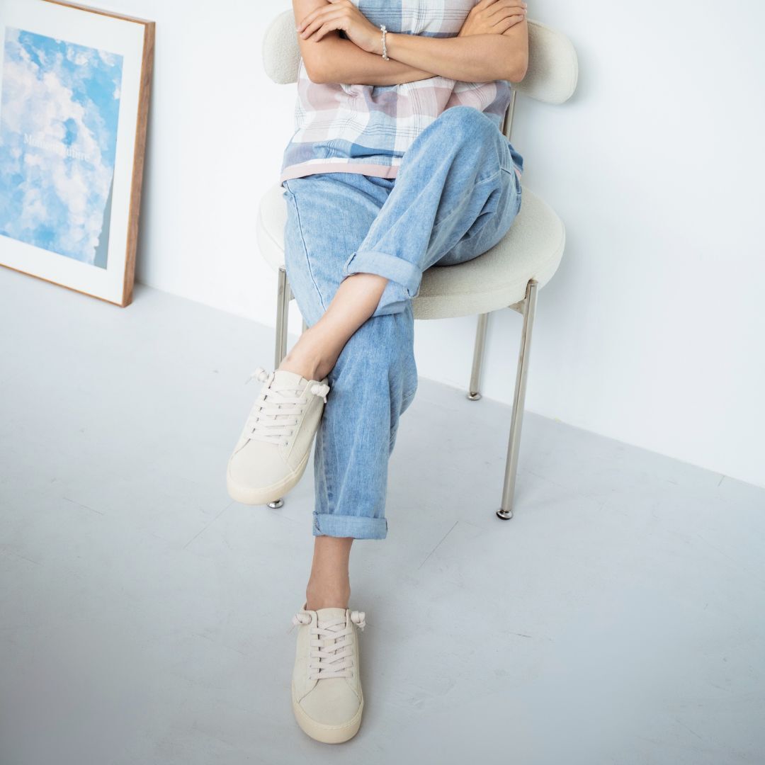 3M防潑水・萌萌 - 懶人鞋 糯米白(真皮女鞋/防潑水/微厚底)