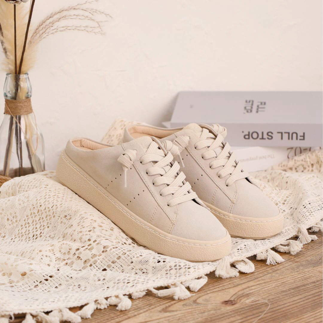 3M防潑水・萌萌 - 懶人鞋 糯米白(真皮女鞋/防潑水/微厚底)