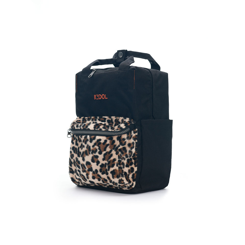 【KIDOL】Kido 01 後背包 (小) - 黑色豹紋毛