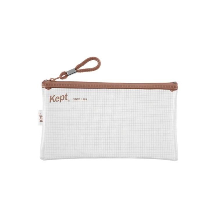 Kept 透明網眼考試筆袋 棕色