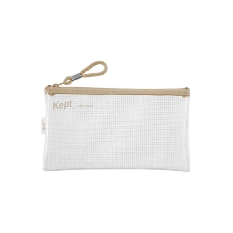 Kept 透明網眼考試筆袋 米色