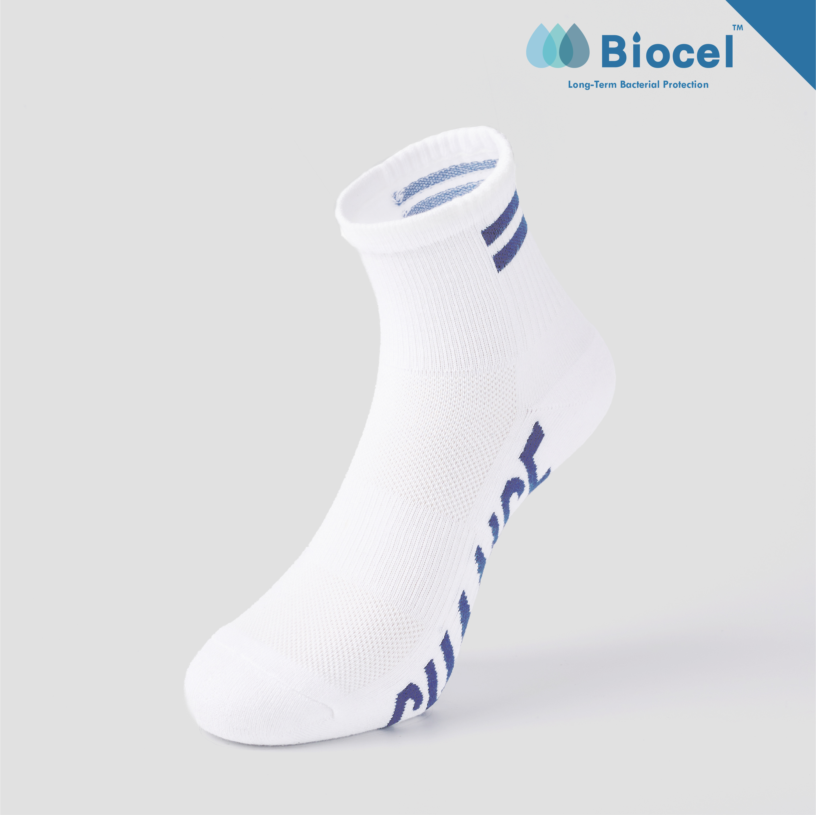 RUN 抗菌運動中筒襪〈白〉