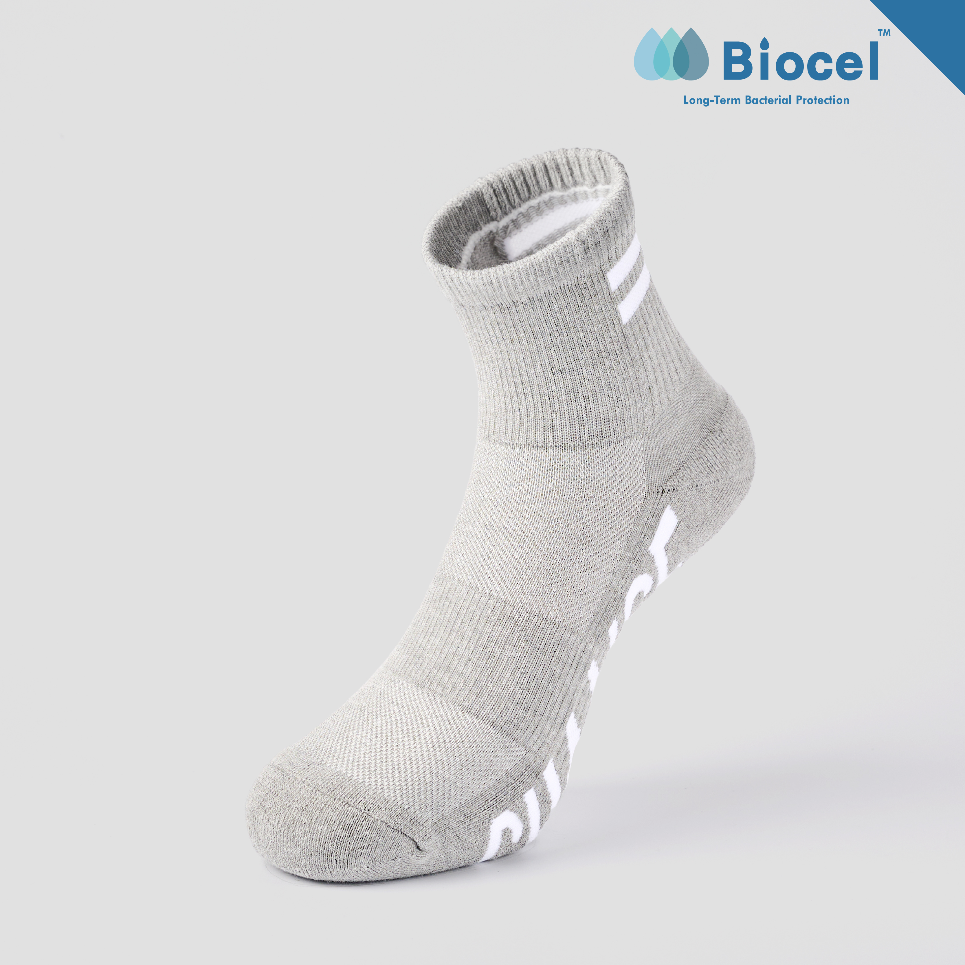 RUN 抗菌運動中筒襪〈麻灰〉