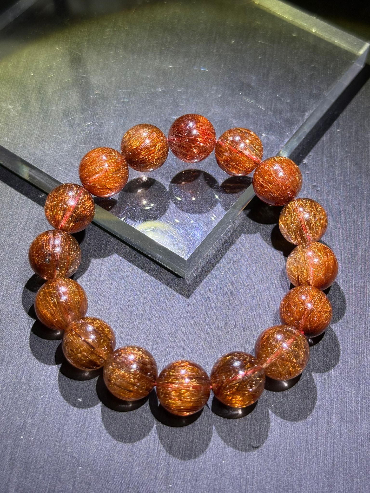13mm+高品紅銅髮手串