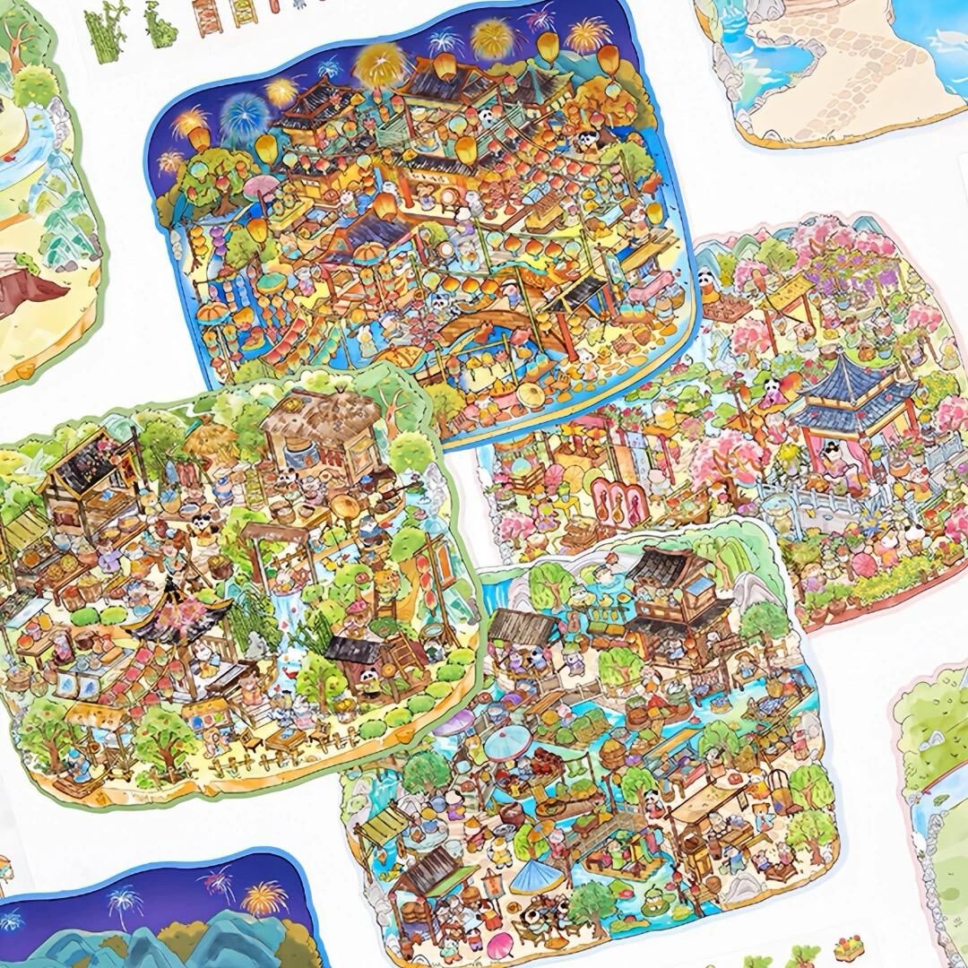 New! Big-Sized Scenery Sticker Collection