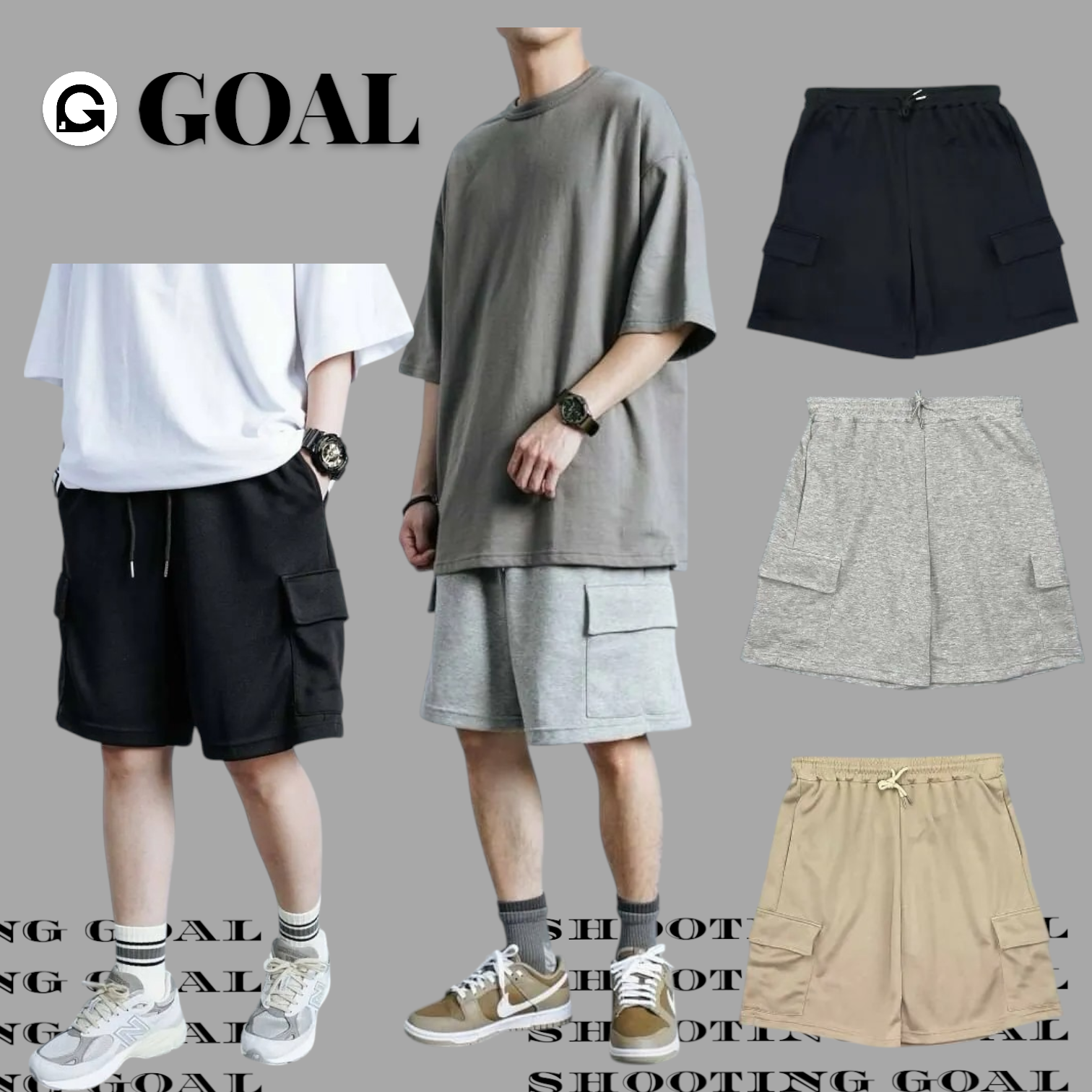 (GOAL)自訂款 氣紡雙口袋棉短褲 三色AR2351