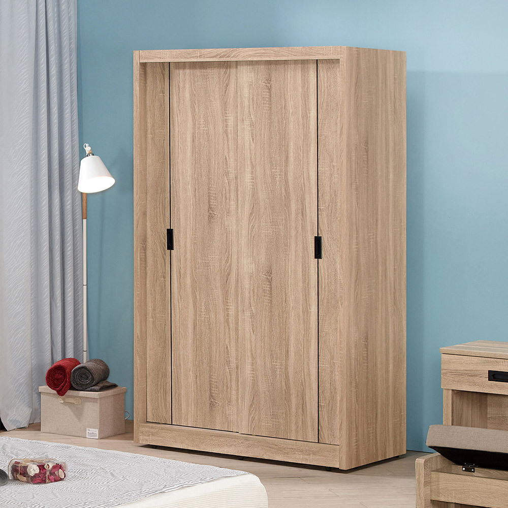 喬西4尺梧桐色推/拉門衣櫃(三吊桿)