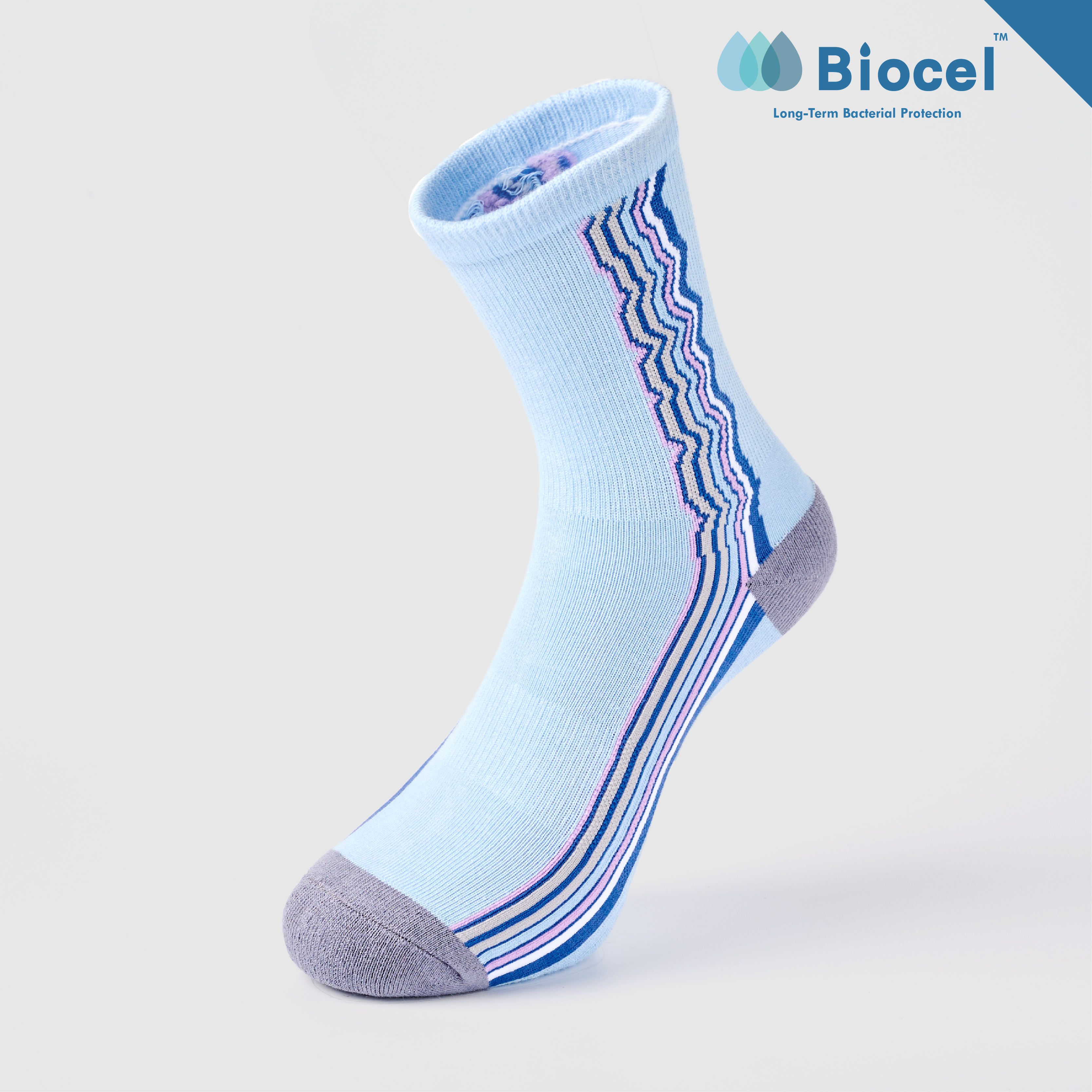 VIBE 抗菌運動中筒襪〈水藍〉