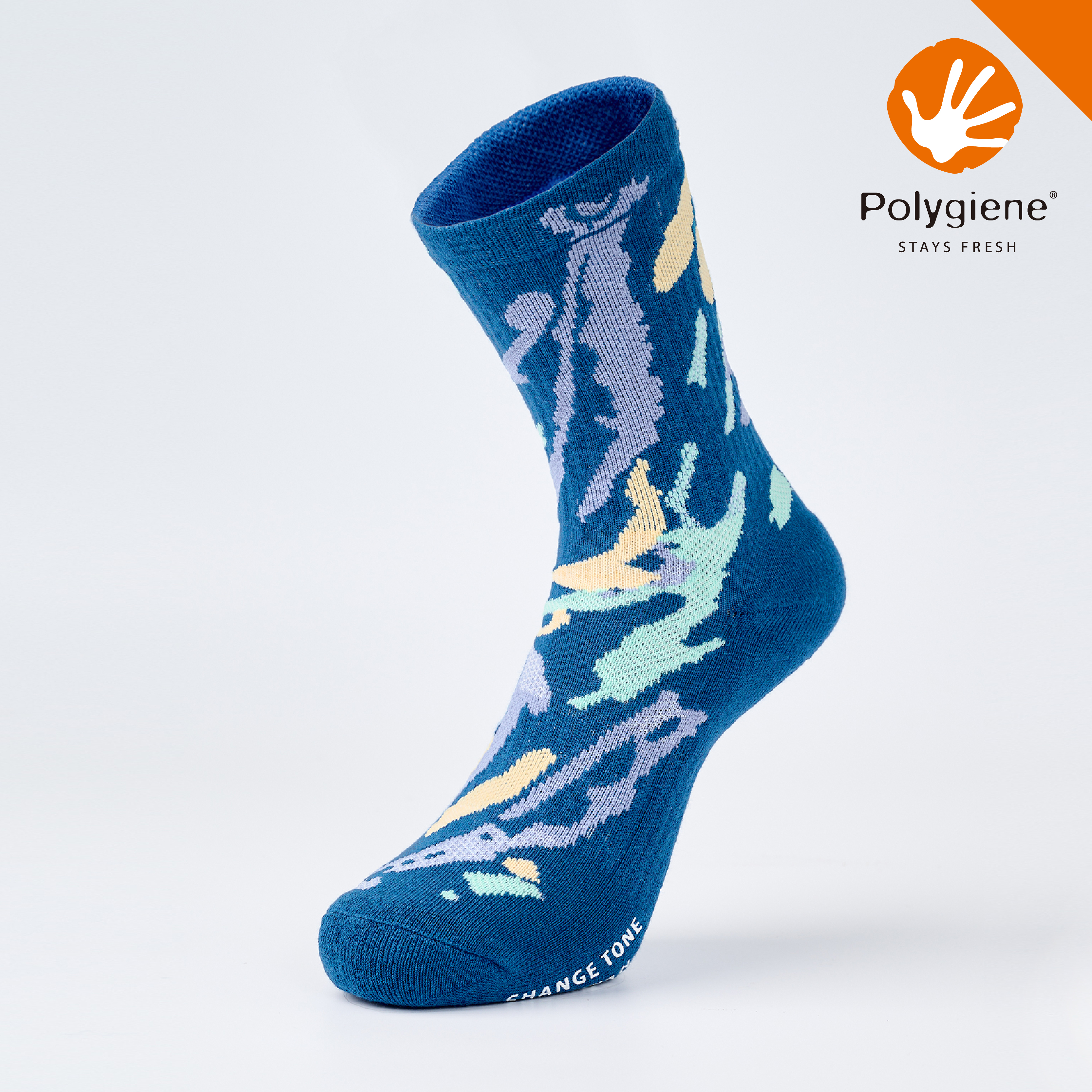 Flow 抗菌機能運動中筒襪〈藍〉