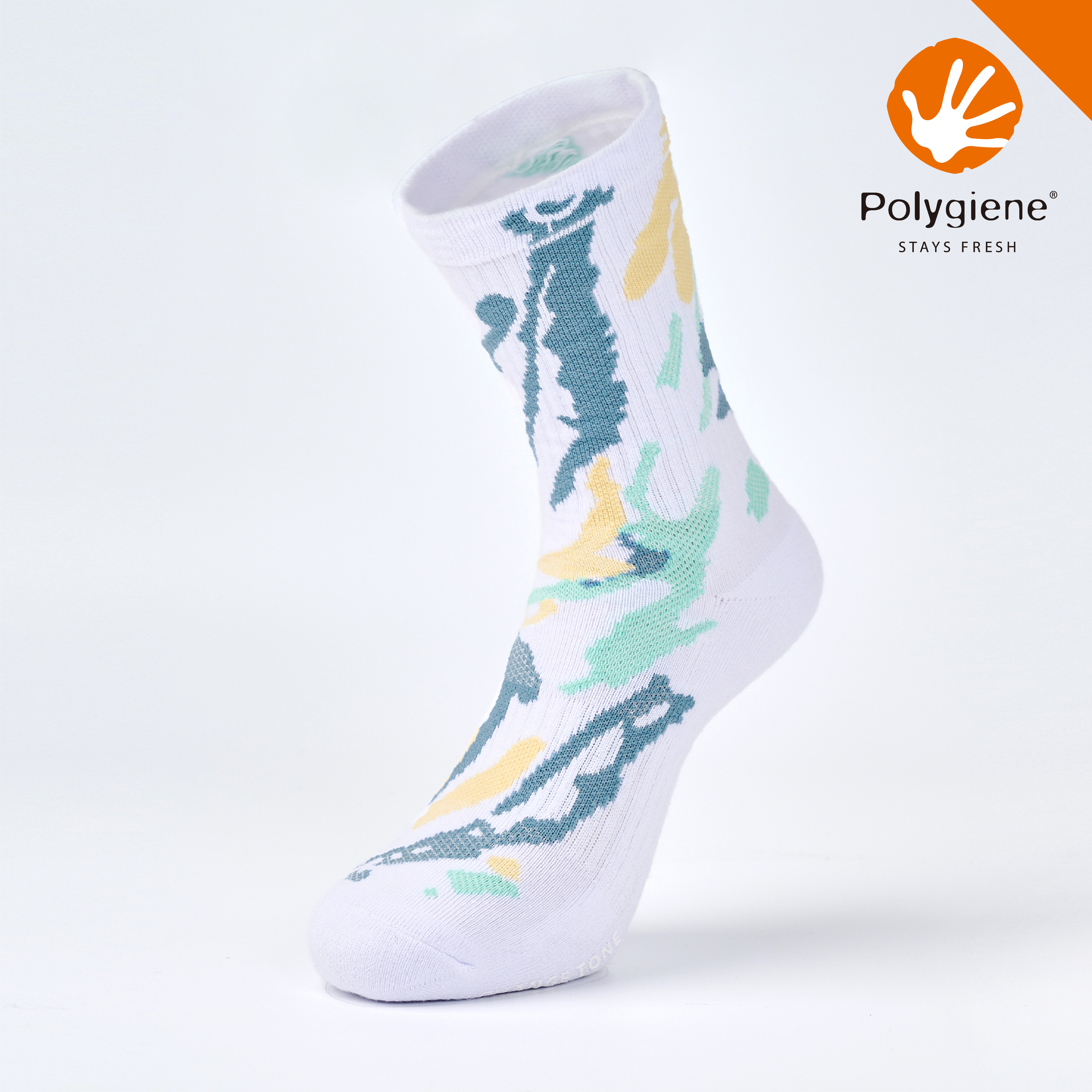 Flow 抗菌機能運動中筒襪〈白〉