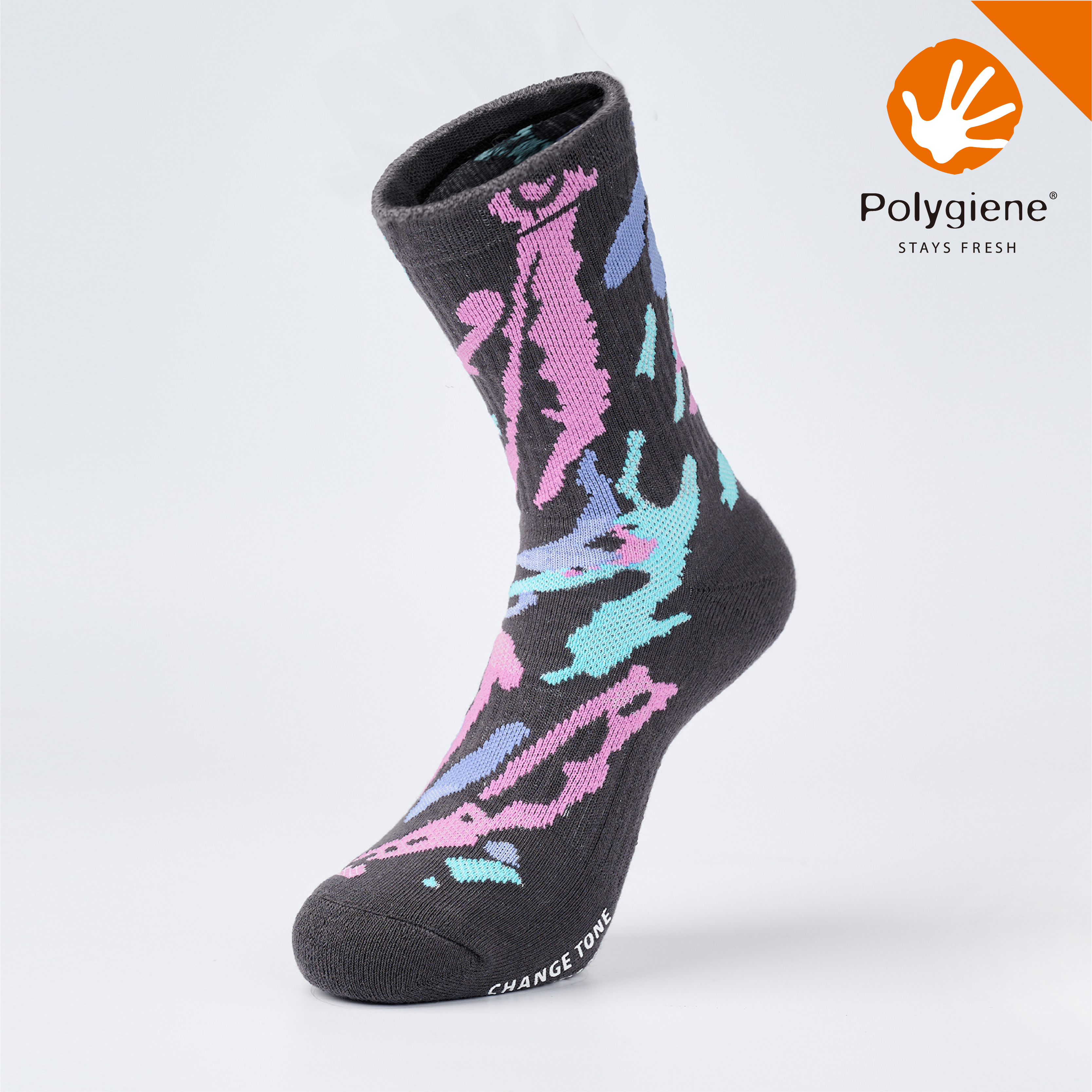 Flow 抗菌機能運動中筒襪〈深灰〉