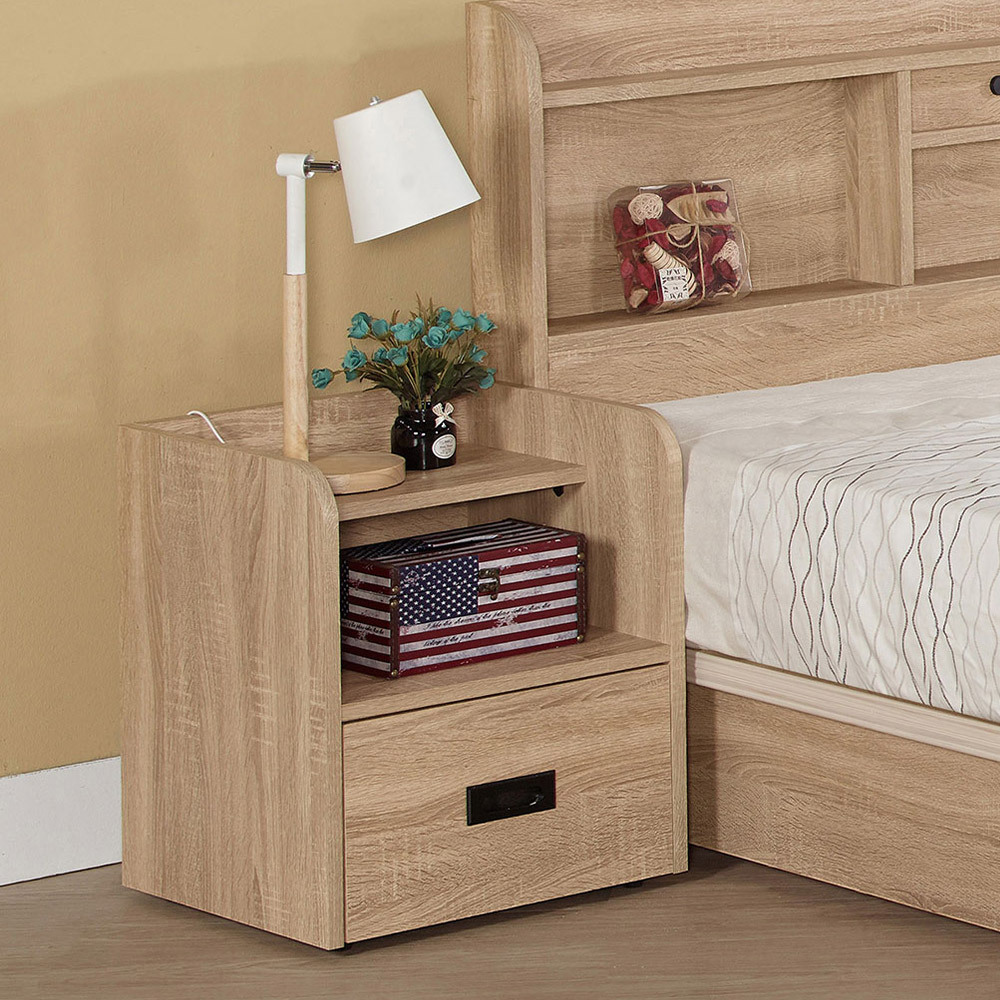 喬西1.4尺梧桐色床頭櫃/單抽收納櫃/置物櫃