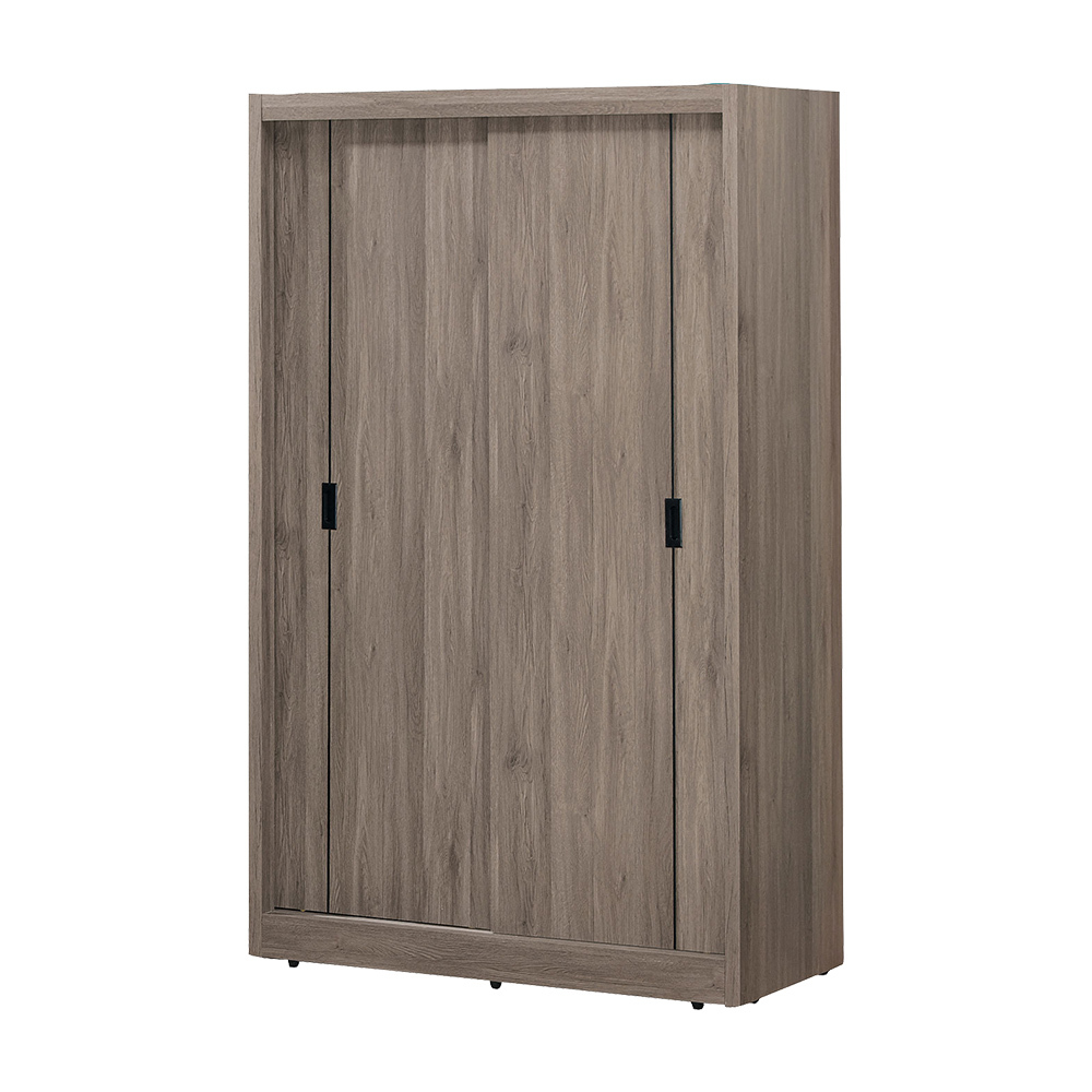 喬西4尺灰橡色推/拉門衣櫃(三吊桿)