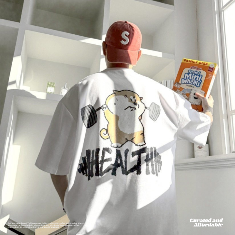 柴犬重訓印花短TEE