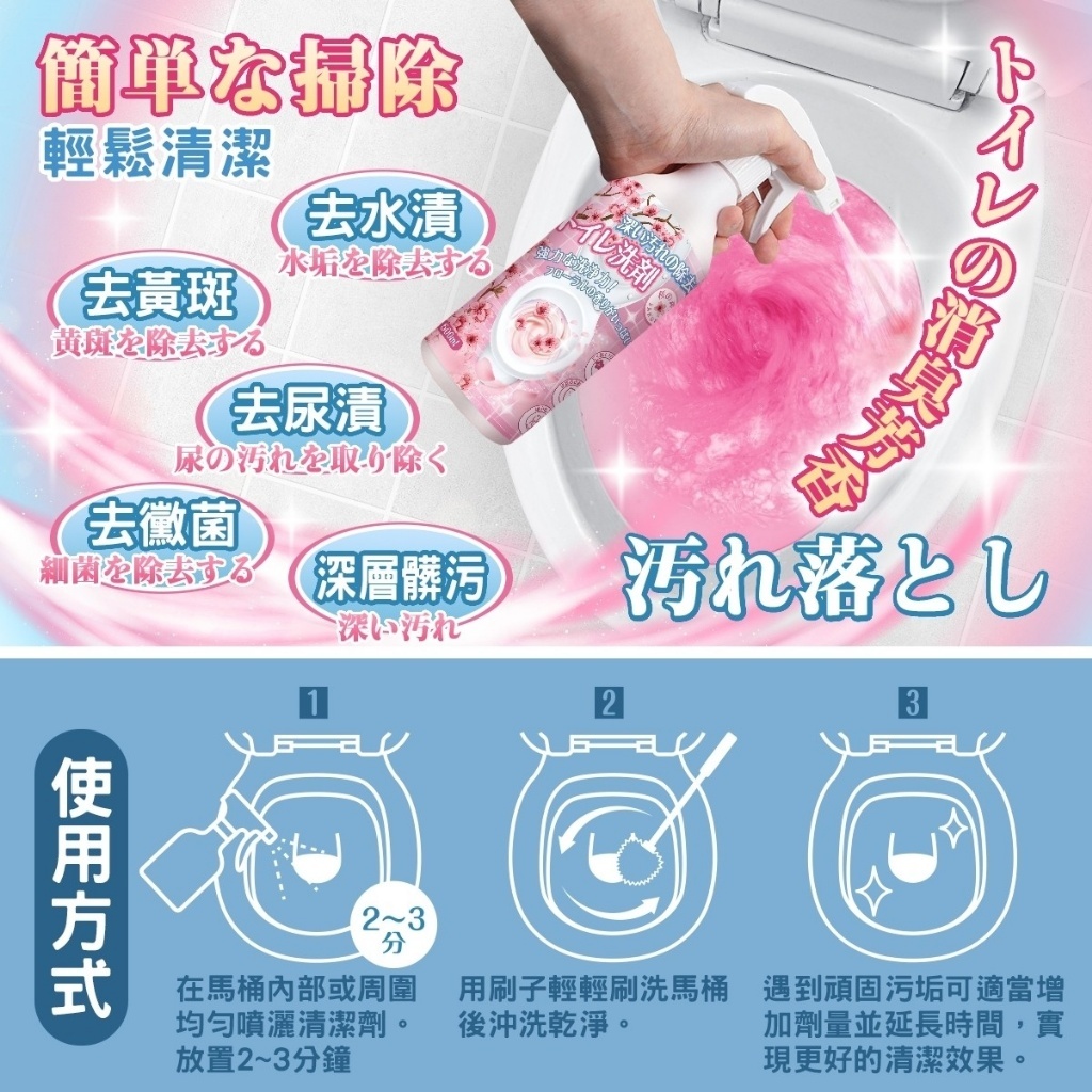 日本銷售NO.1櫻花香馬桶清潔劑（1套2支）