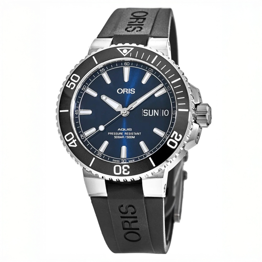 【ORIS 豪利時】01 752 7733 4135-07 4 24 64EB  Aquis時間之海系列 日期顯示 單向旋轉錶圈 夜光 藍寶石水晶玻璃鏡面 機械 手錶
