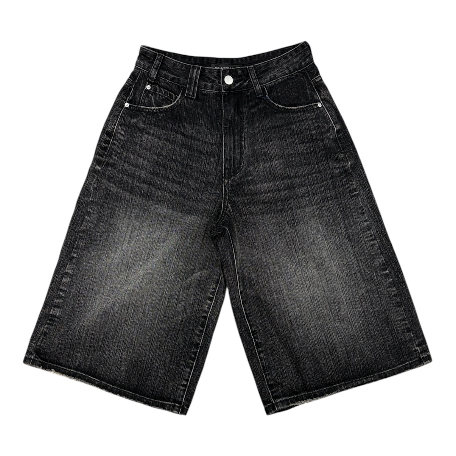 直刷紋七分牛仔褲