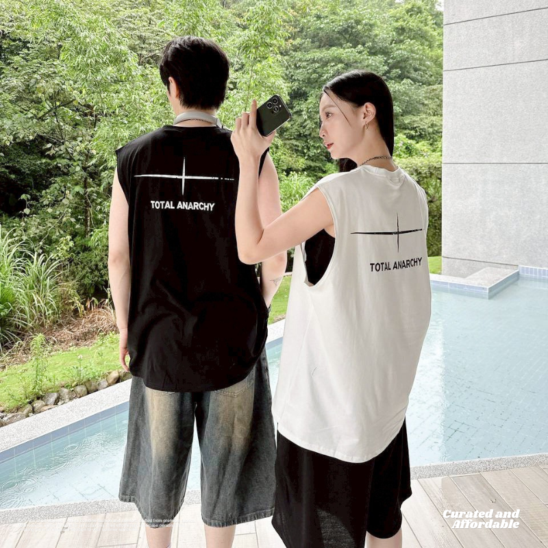 十字芒星印花無袖背心