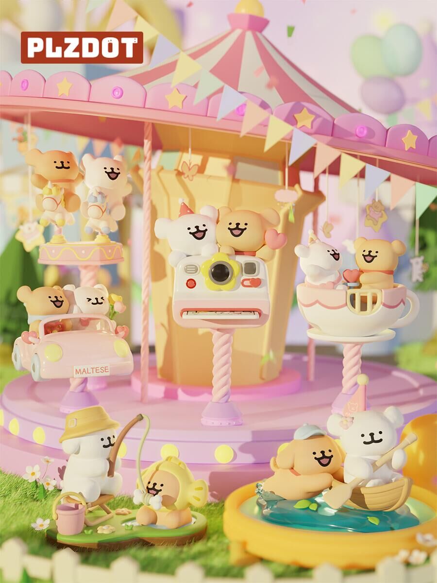 線條小狗 Maltese 馬爾濟斯 正版授權 歡樂郊遊系列 旋轉木馬 旋轉茶杯 盲盒 公仔 6+1款/預購