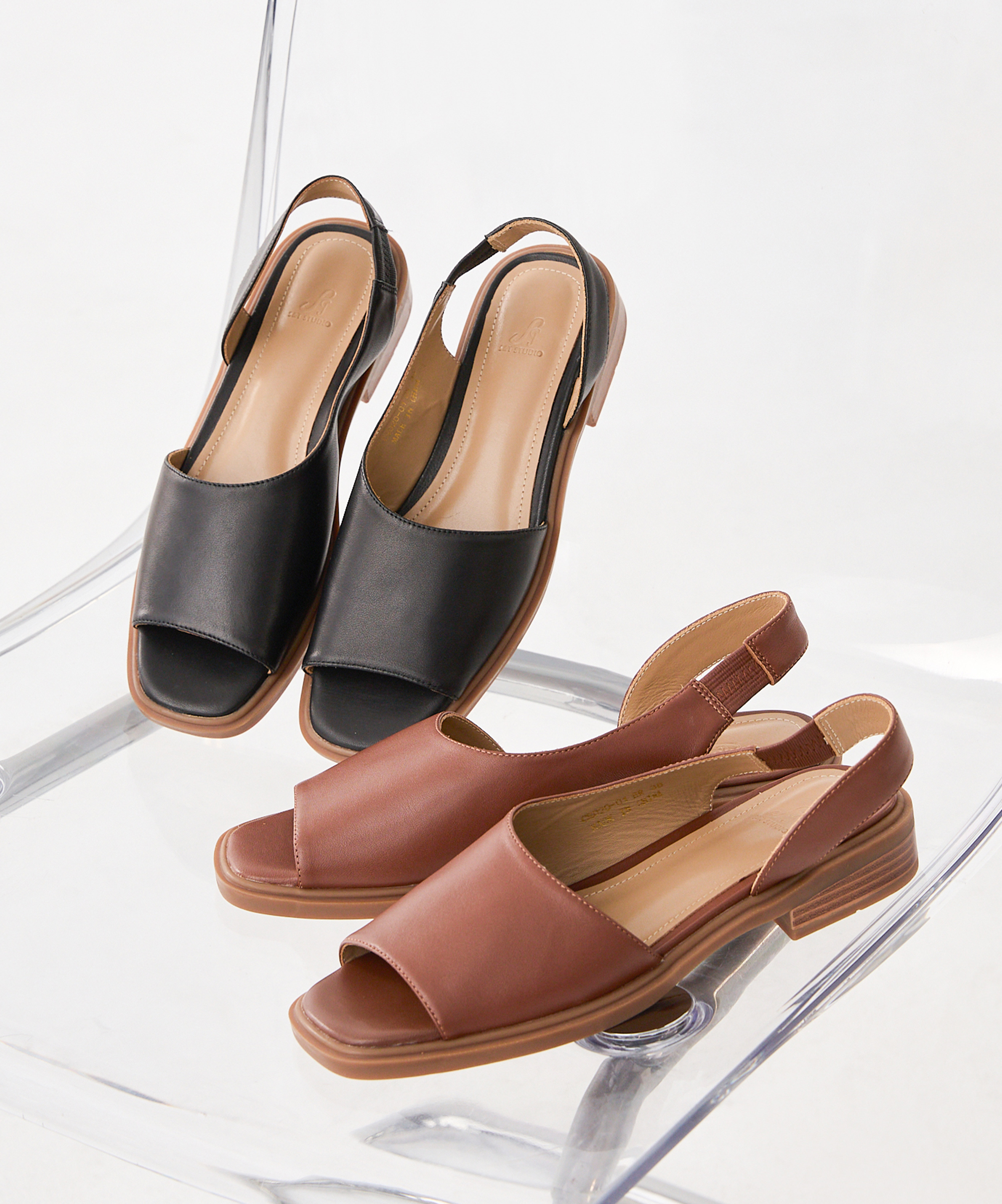 Leona小羊皮不對稱涼鞋(兩色)