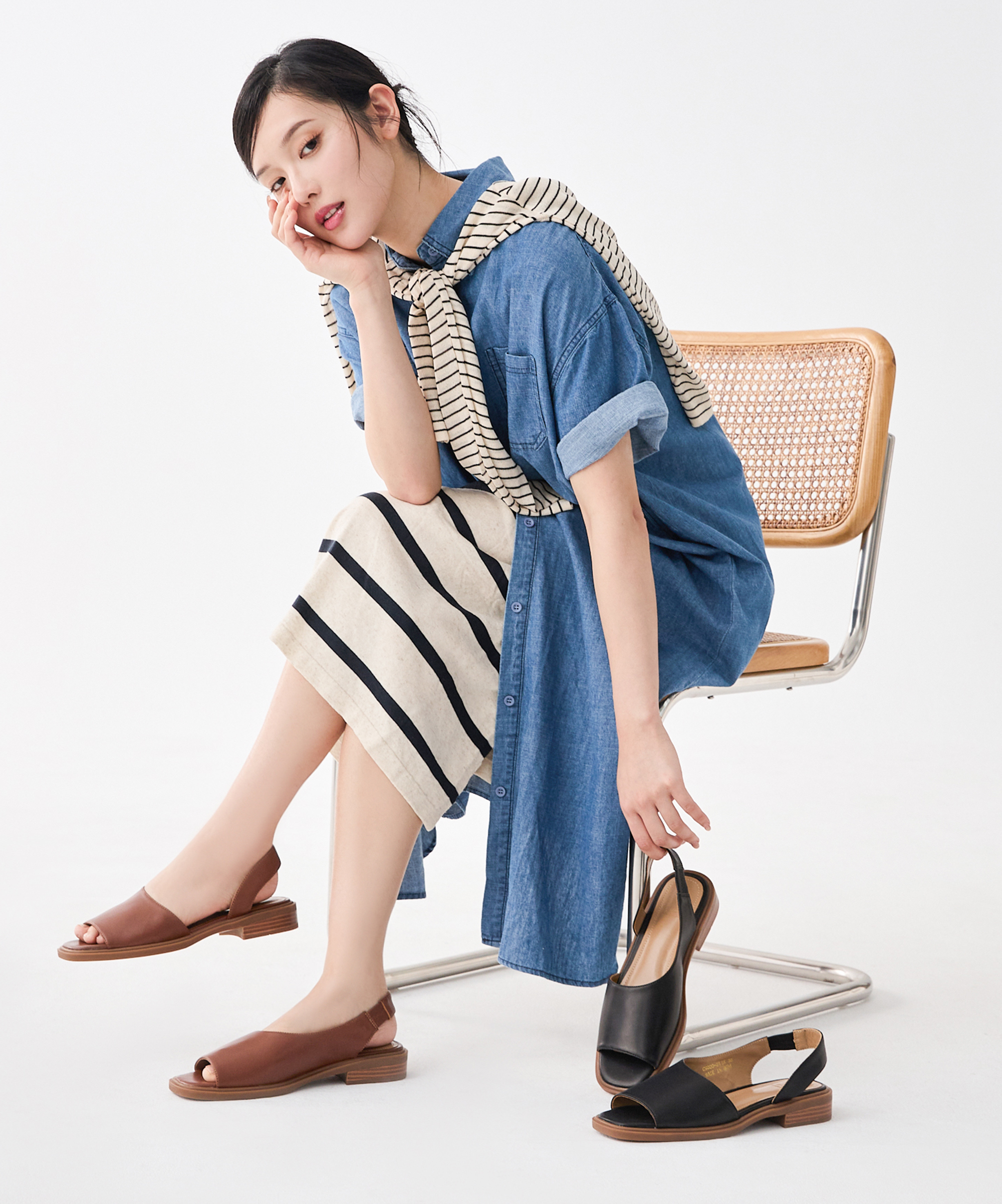 Leona小羊皮不對稱涼鞋(兩色)