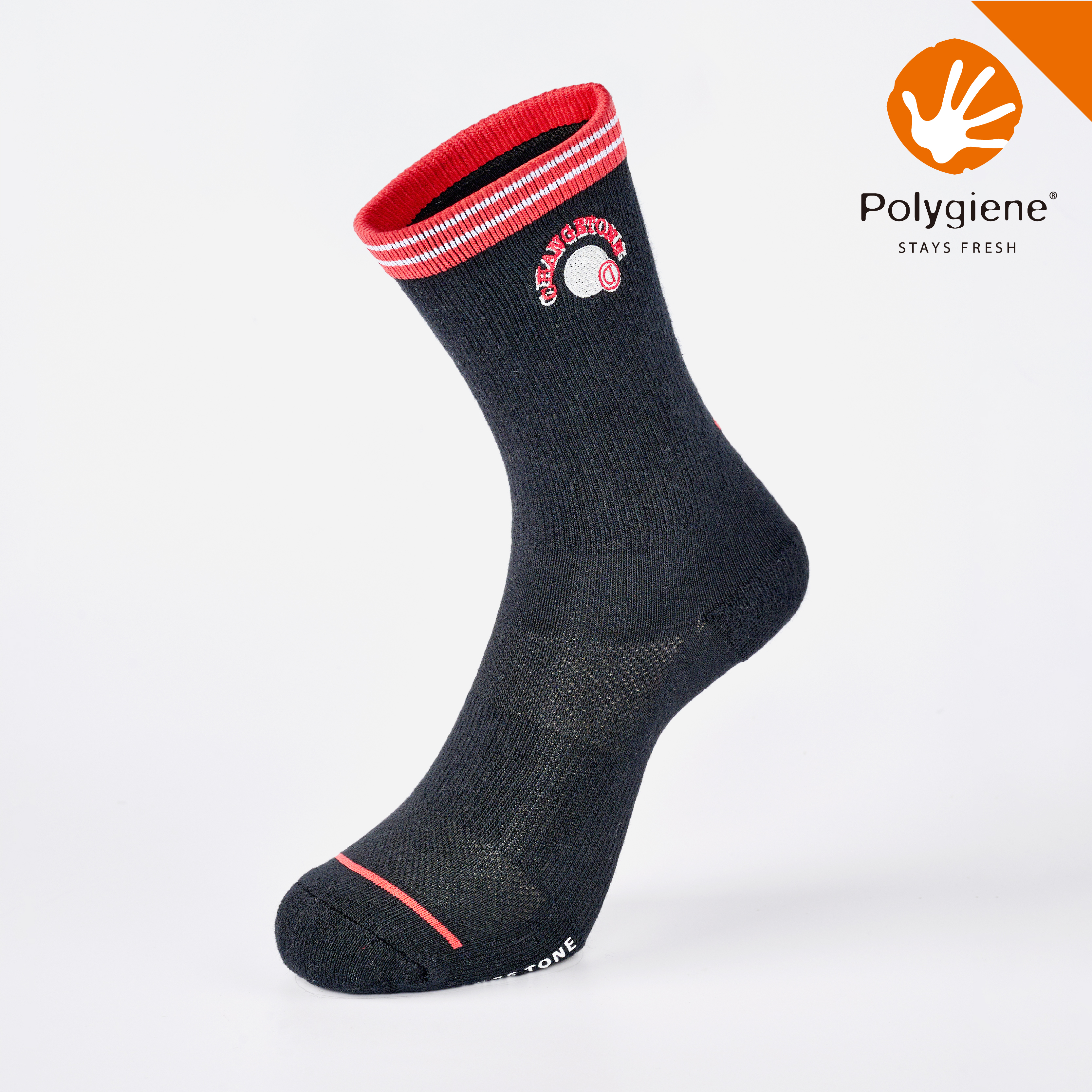 後備球員 抗菌運動中筒襪〈黑〉