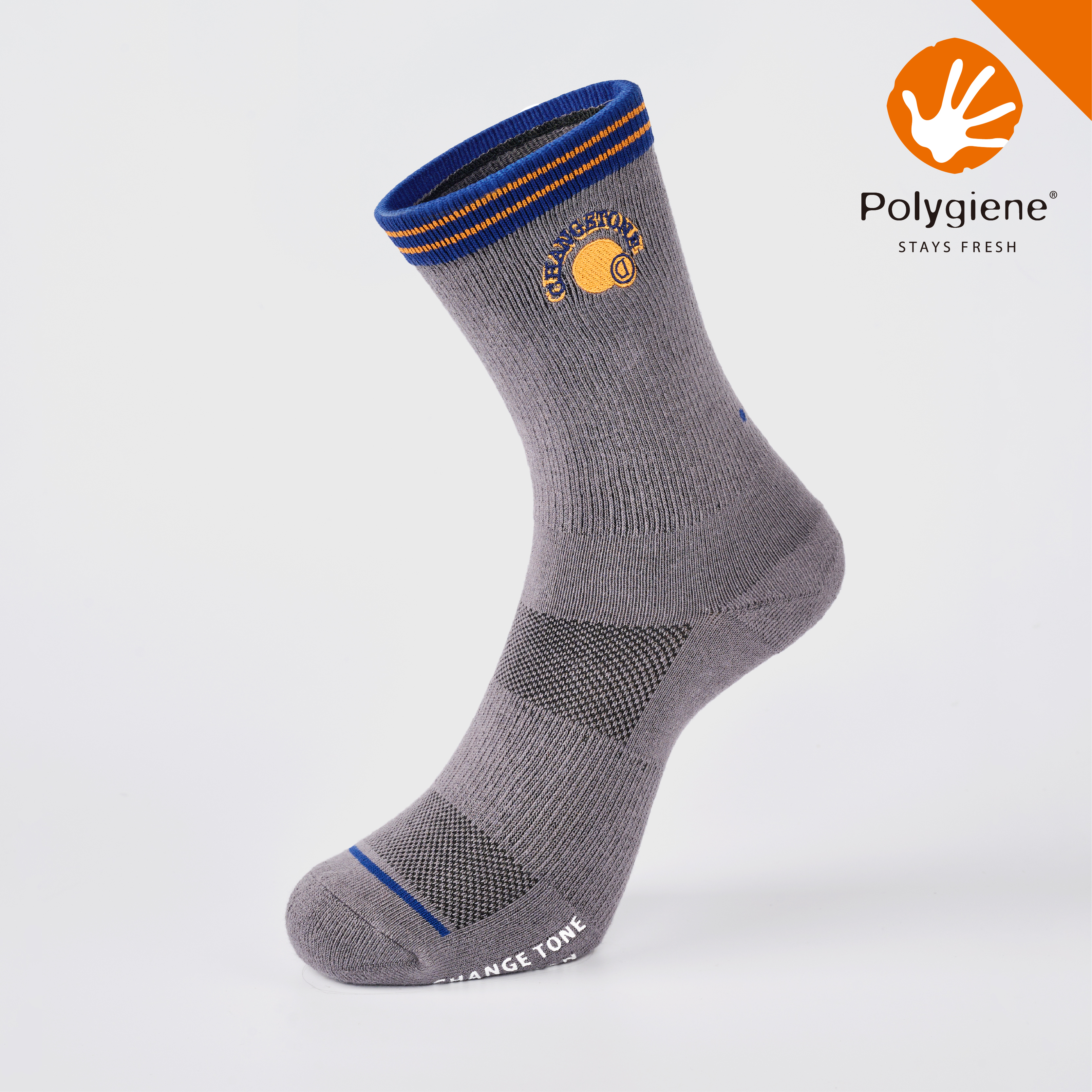 後備球員 抗菌運動中筒襪〈灰〉