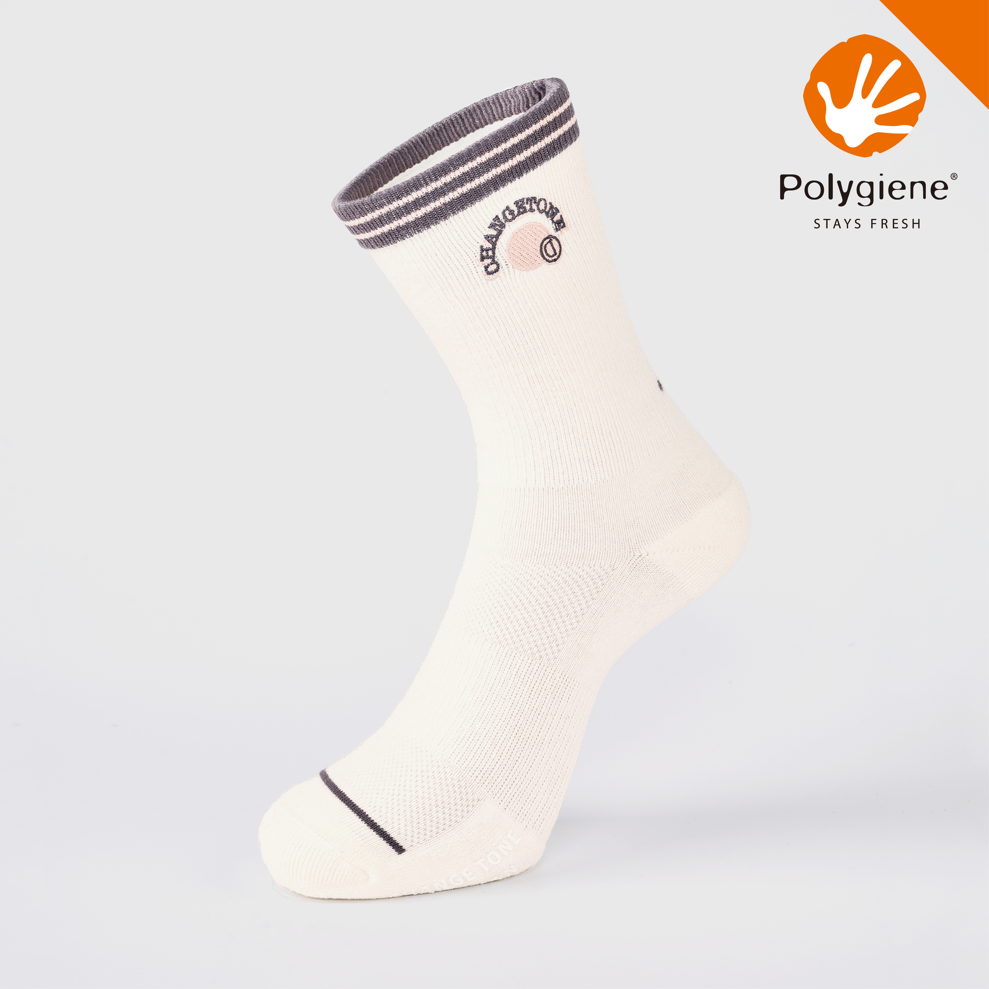 後備球員 抗菌運動中筒襪〈米白〉