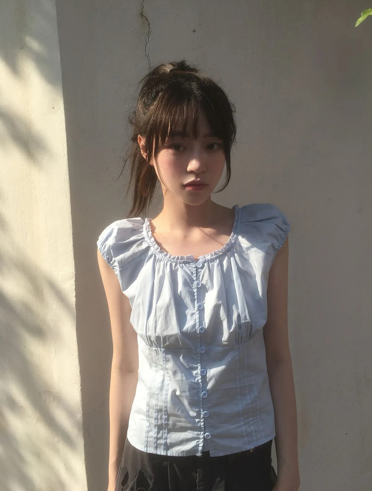 TWEE SLAN LACE PINTUCK BUTTON BLOUSE