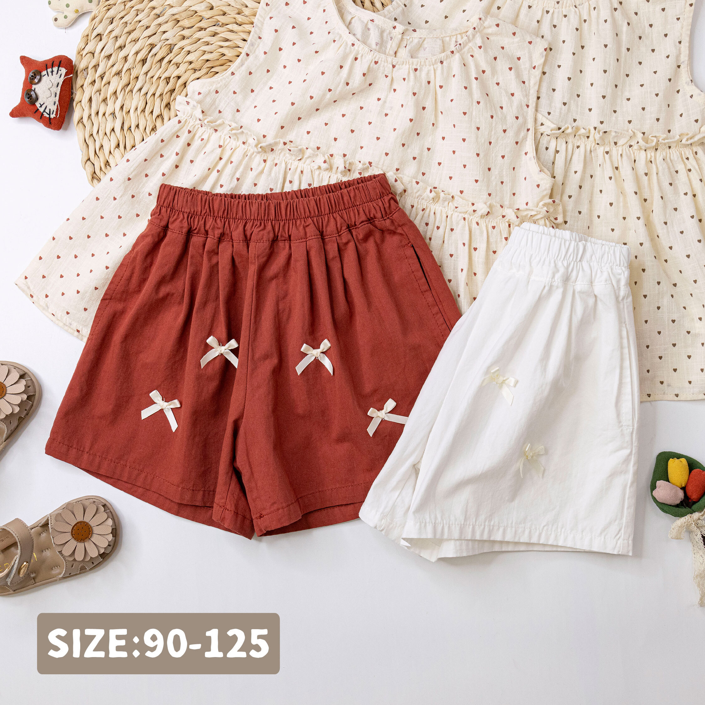 甜美緞帶蝴蝶結短褲＊二色 (H50719)