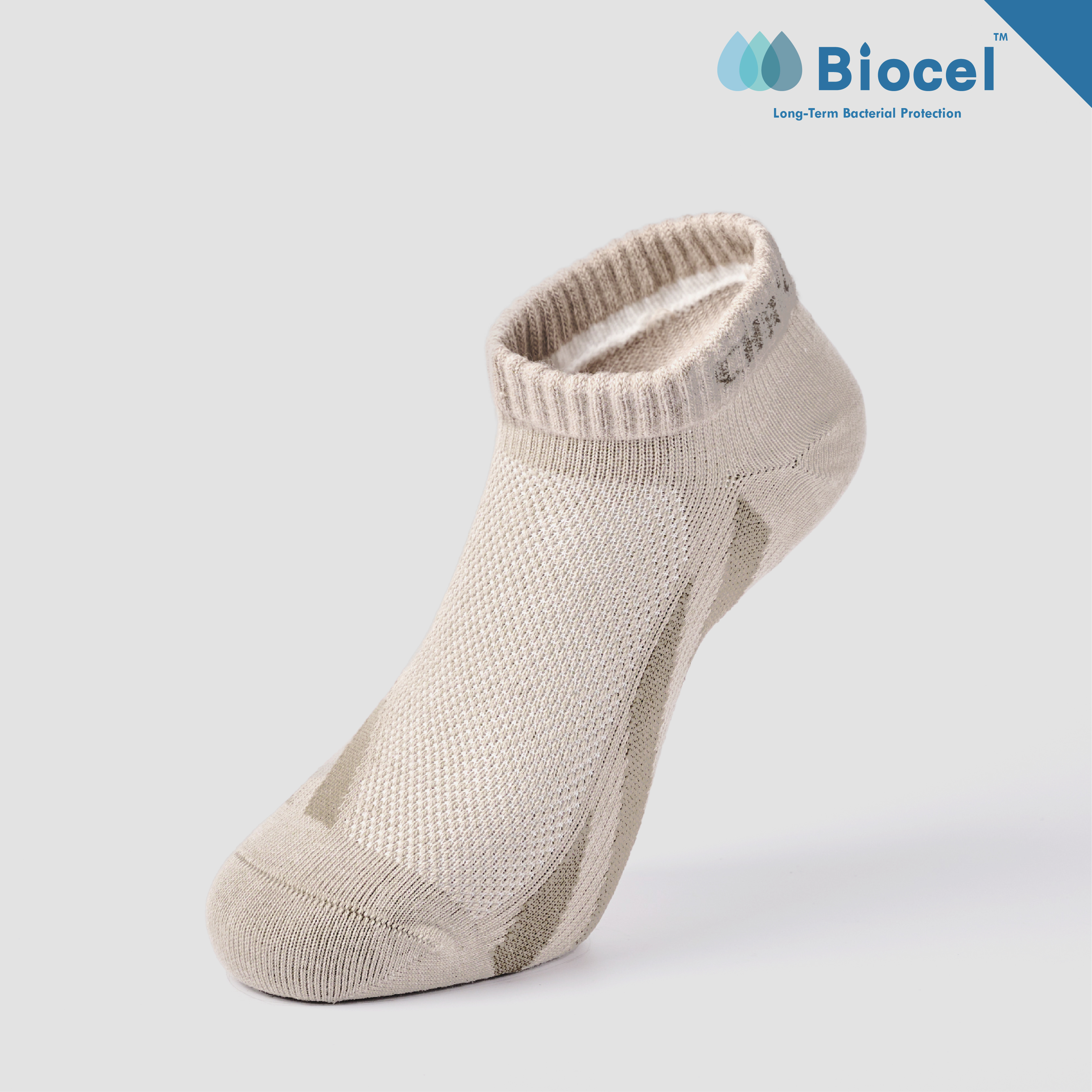 平行線 抗菌運動踝襪〈咖〉