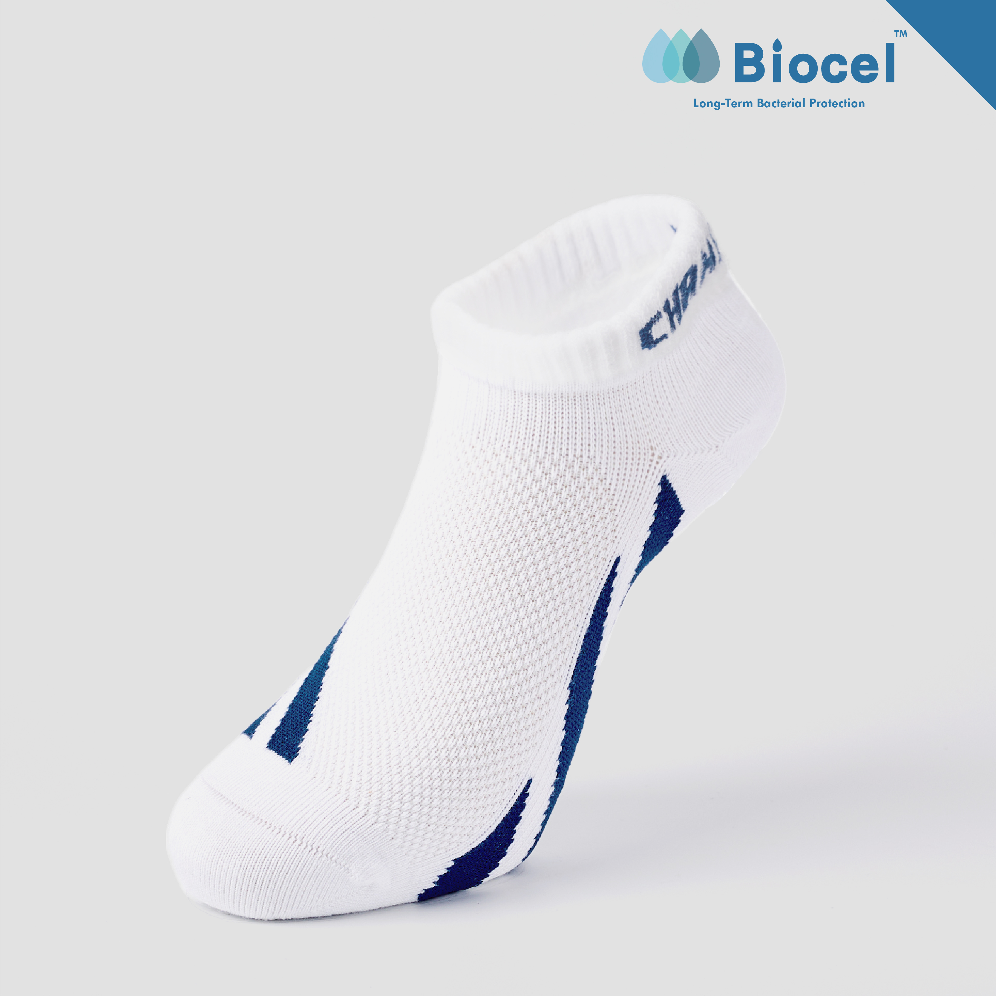 平行線 抗菌運動踝襪〈白〉