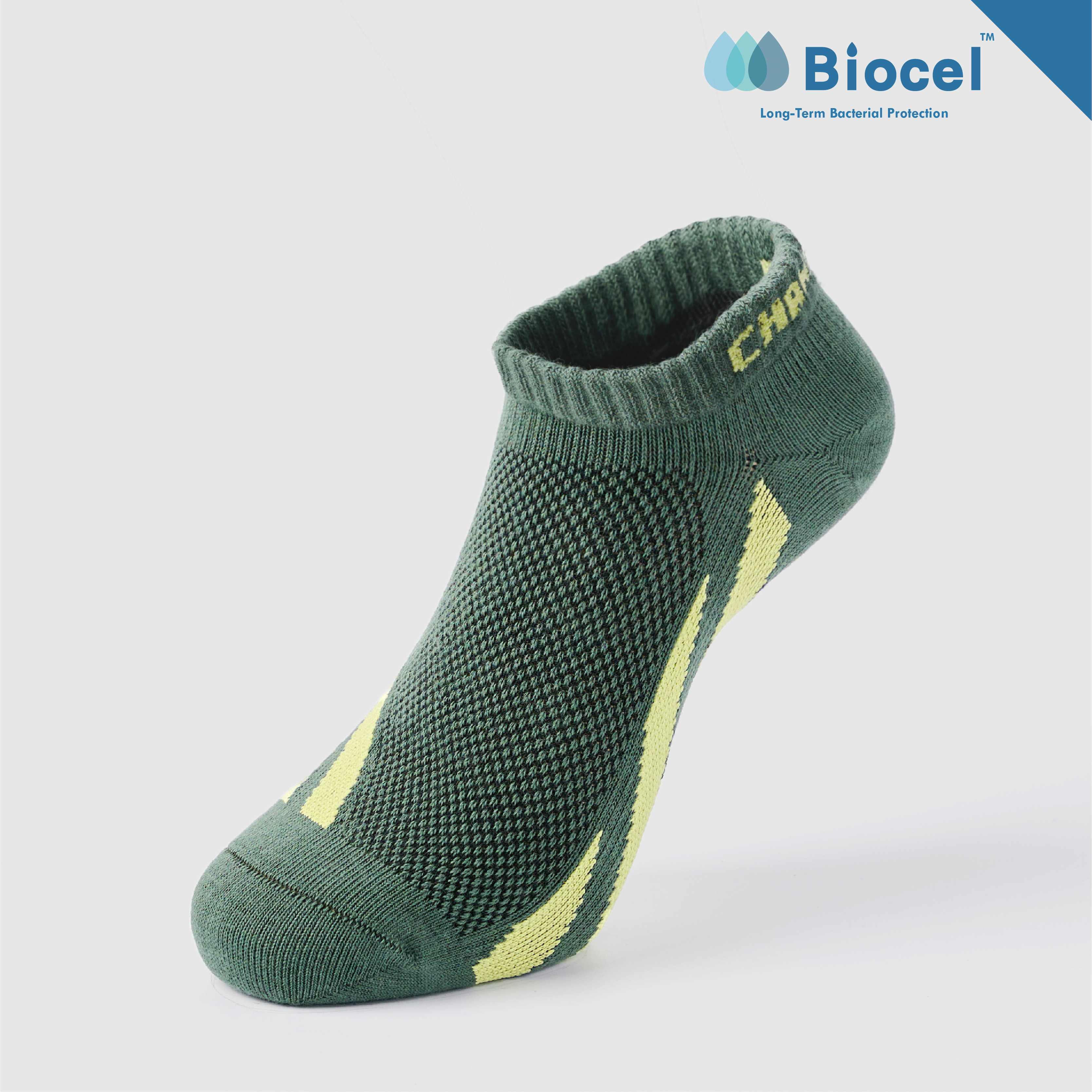 平行線 抗菌運動踝襪〈綠〉