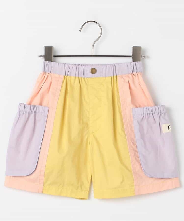 日本 p.premier 異色拼接 左右大口袋 純棉短褲 (粉紅色，140) P323015