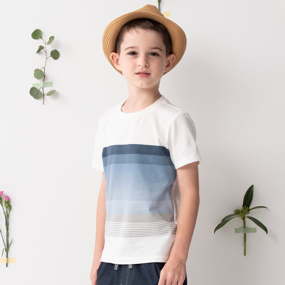 PIPPY海平線漸層棉質T恤 白