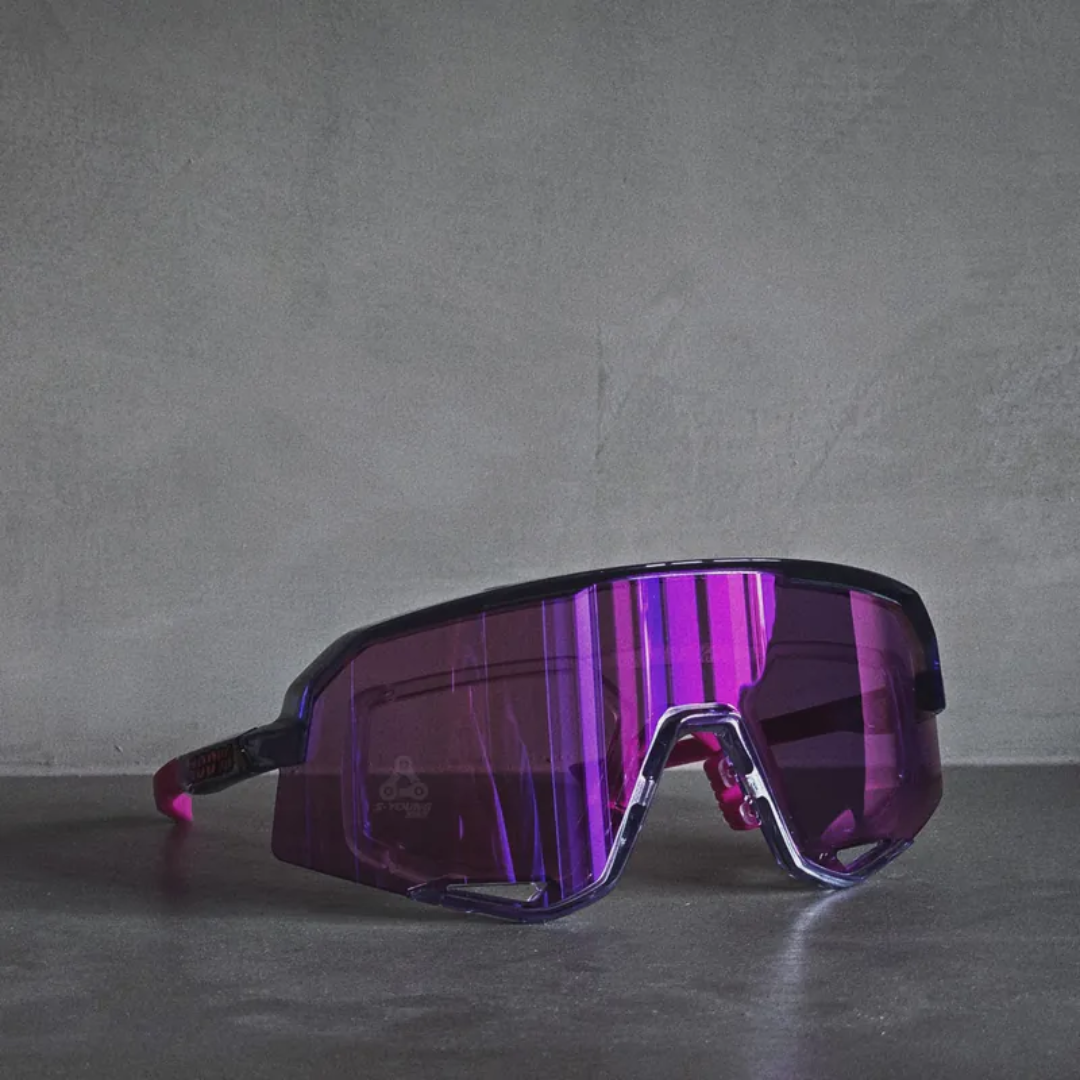 【100%】SLENDALE 自行車輕量風鏡 - 透明框 / 紫鏡面鏡片