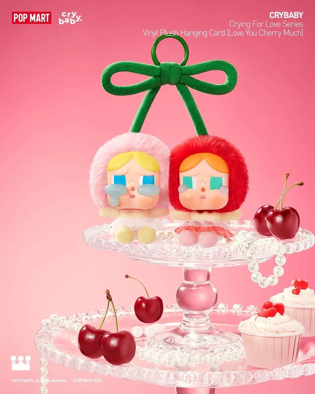 POPMART 泡泡瑪特 CRYING FOR LOVE CRYBABY哭娃💧 愛神的眼淚•甜在一起櫻桃毛絨搪膠吊卡