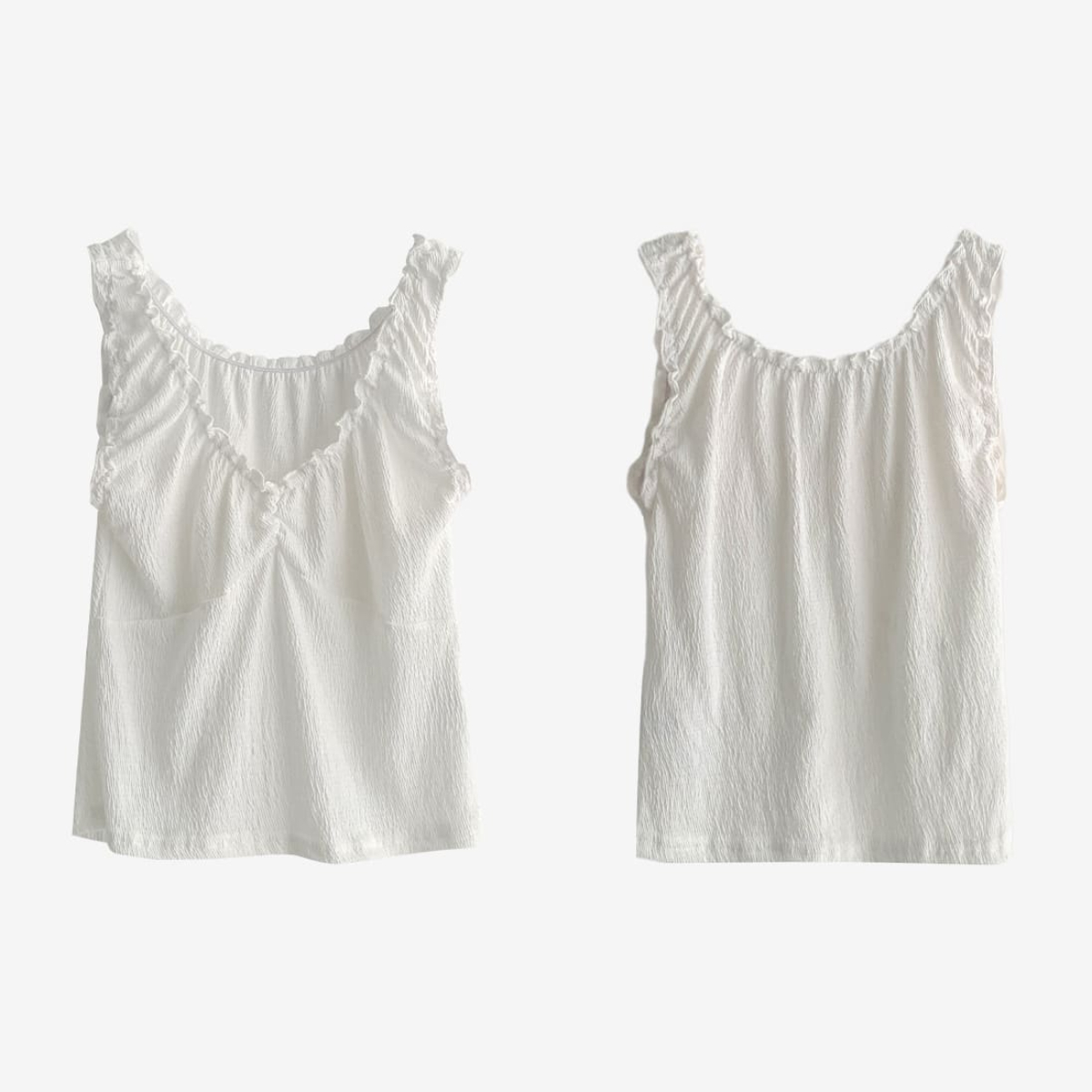 韓國Cherrykoko授權 夏日感性摺皺滾邊簡約V領背心