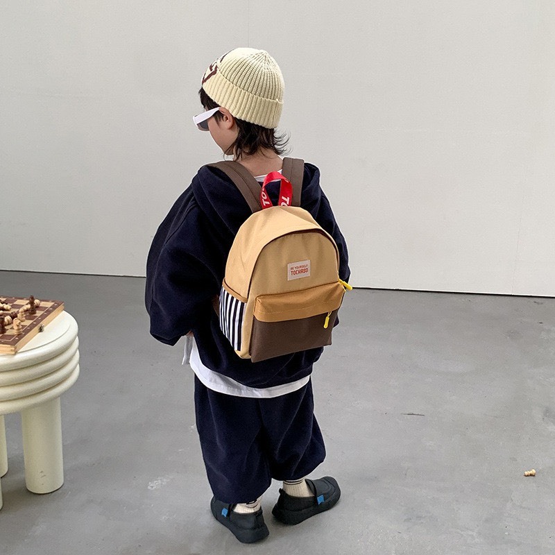 休閒撞色雙肩包