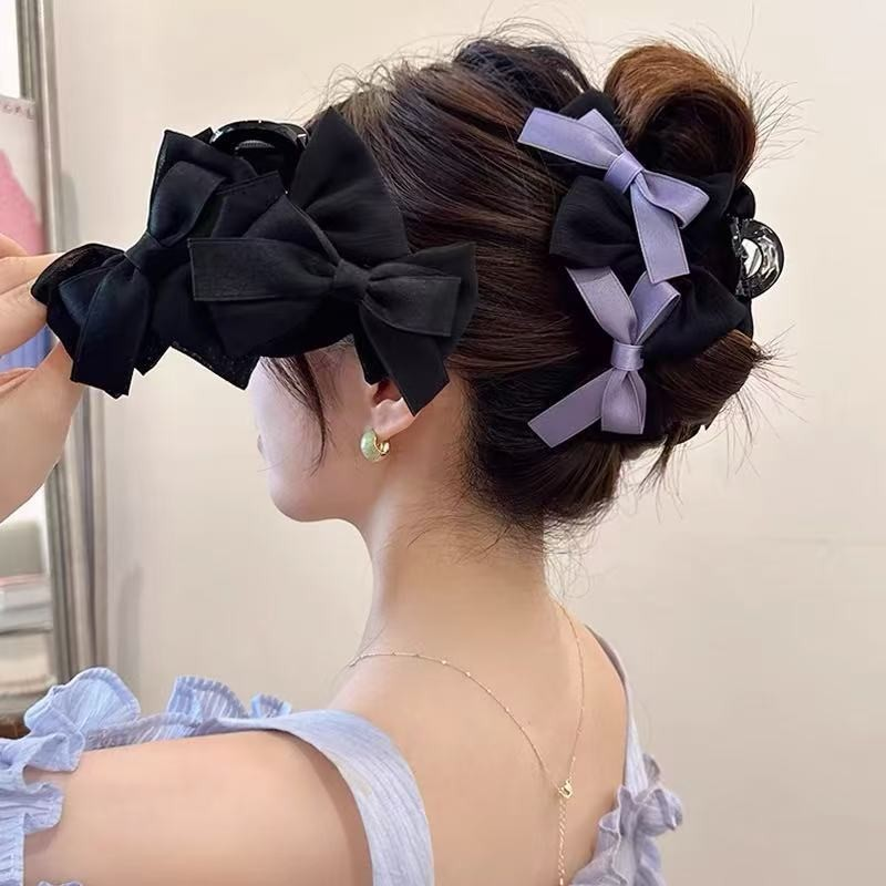 French Elegance Double-Sided Bow Hair Claw