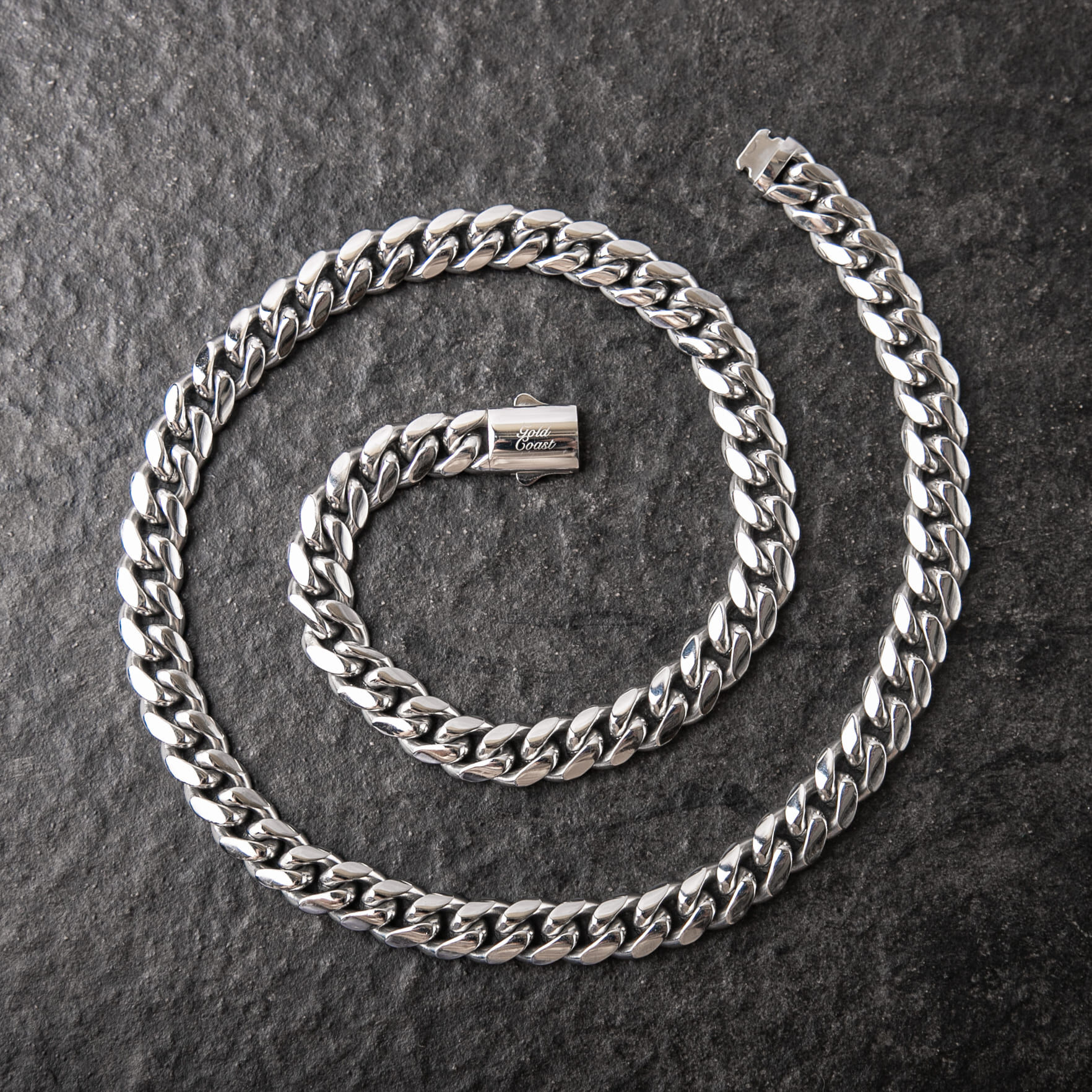 10MM彈簧扣光面古巴項鍊