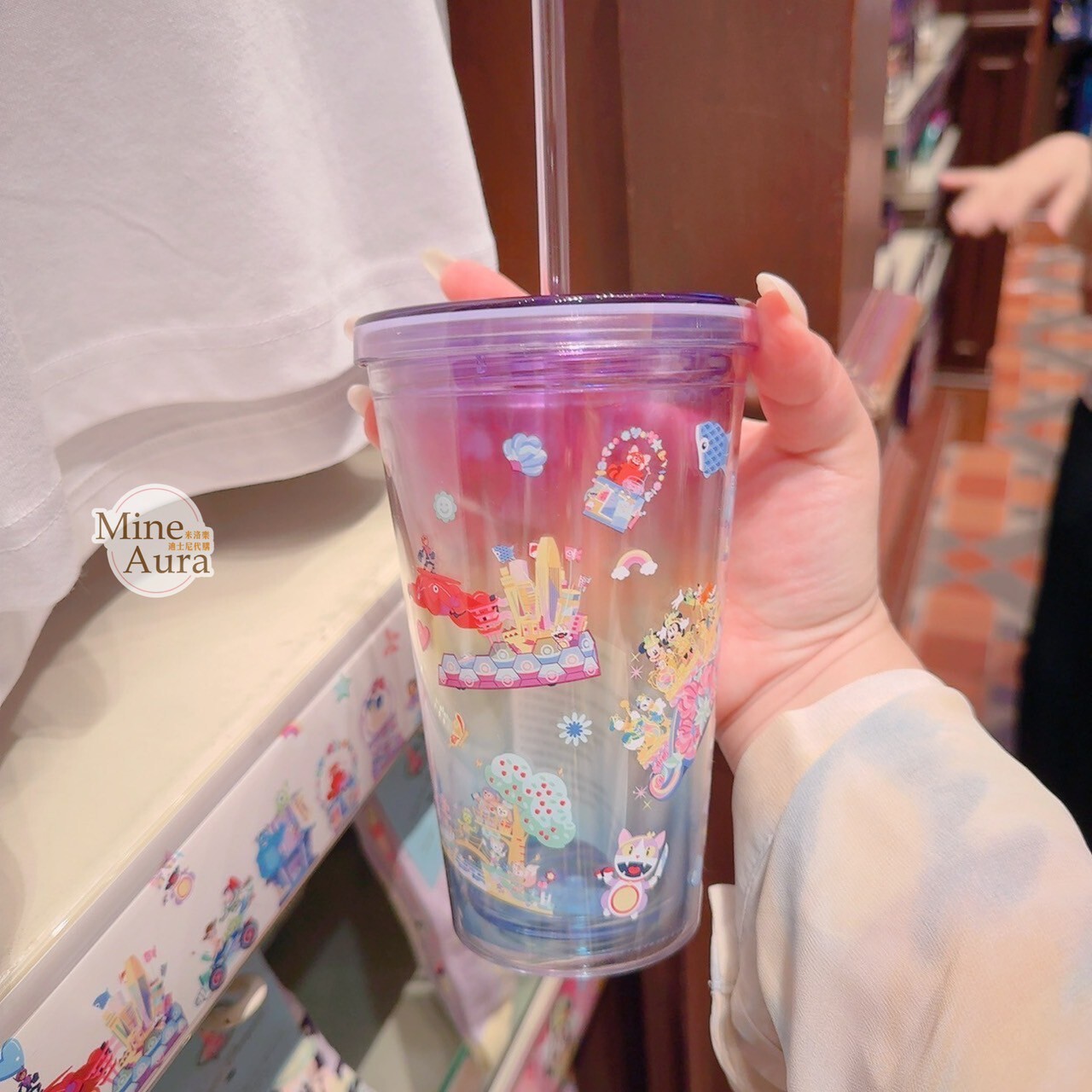 20周年 巡遊派對 米奇 Mickey 與好友們 圖案 吸管 水杯 -香港迪士尼樂園