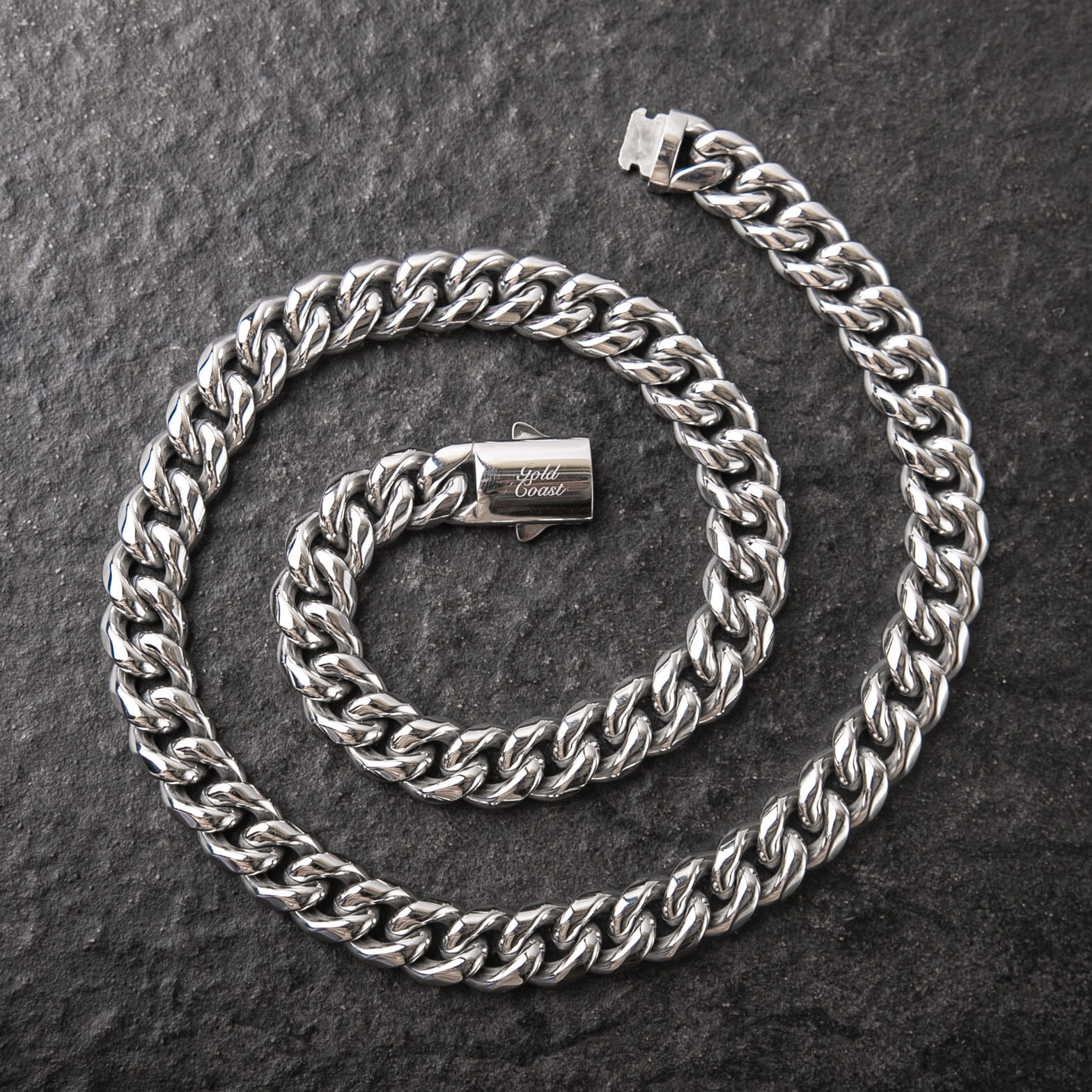 12MM彈簧扣光面古巴項鍊